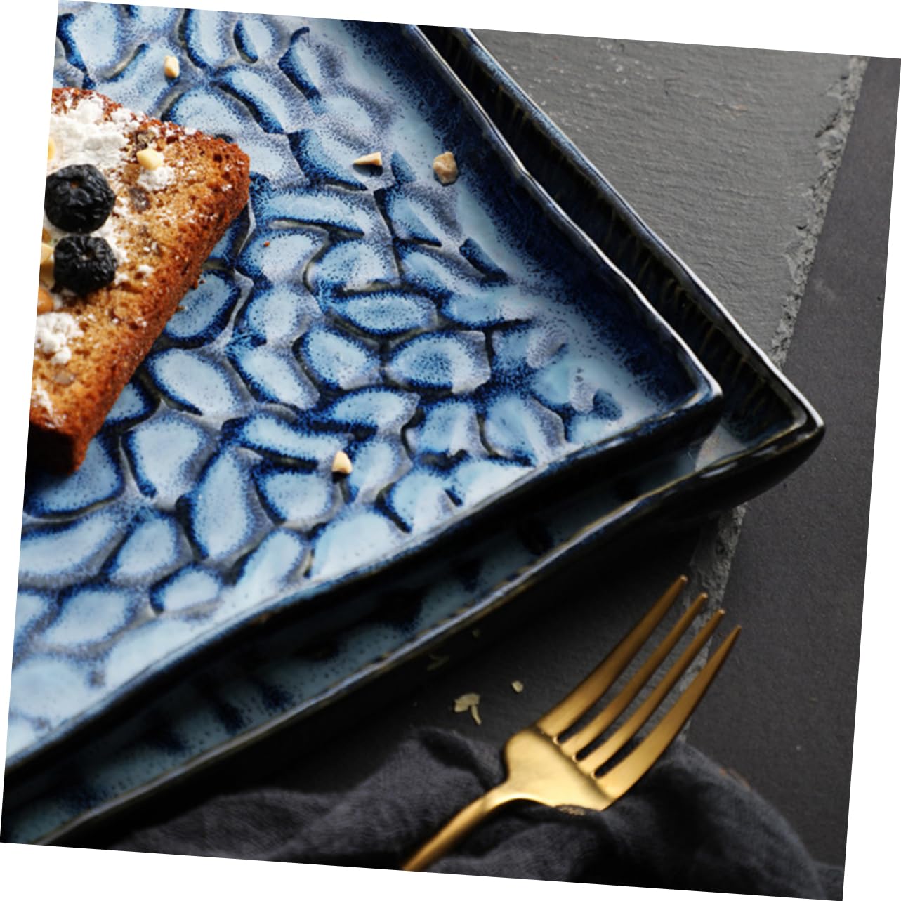 SHOWERORO Piatto Per Sushi in Ceramica Goffrata Vassoio Per Frutta Pesce Pasta Piatto Da Portata Per Antipasti Snack Ristorante Casa