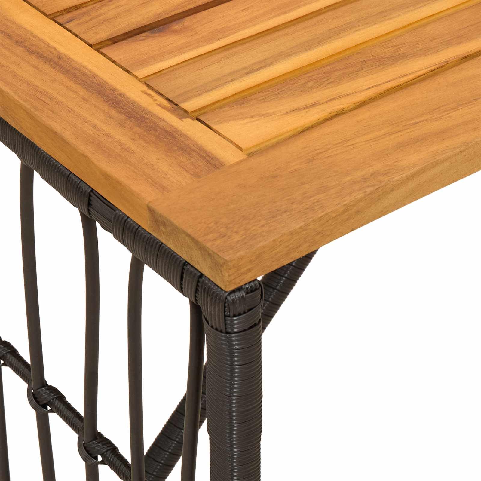 Stal i poli rattan Ogrodowy rustykalny Stół 80 x 40 x 40 cm Czarny