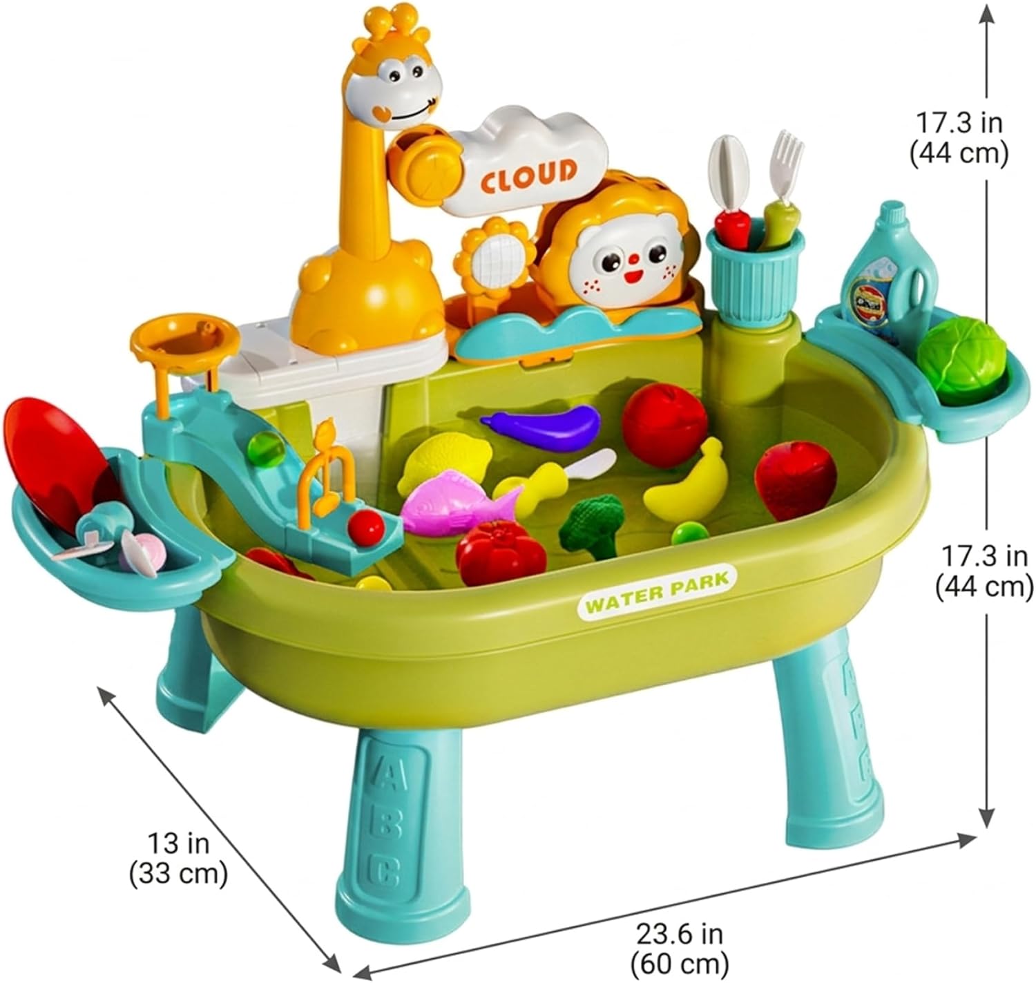 Toddler Water Table, Kids Water Play Table with Electric Pump & Detachable Legs, Play Sink Toy for Outdoor Sensory Fun, Green Toddler
