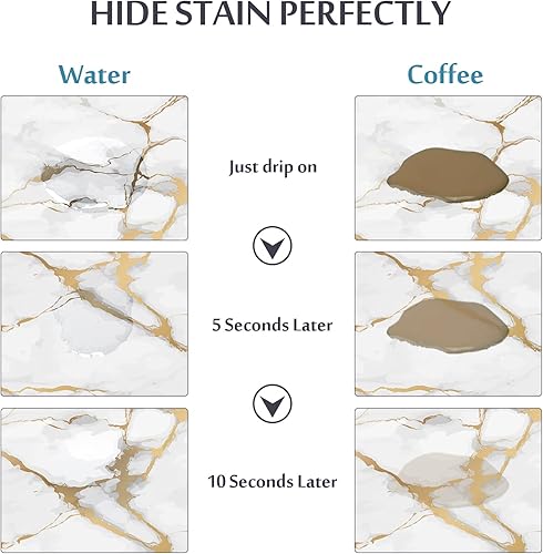 Miniatura 2 de EMMTEEY Tapete de secado de platos para encimera de cocina, tapete de mármol para cafetera, tapete de bar con parte trasera de goma absorbente de