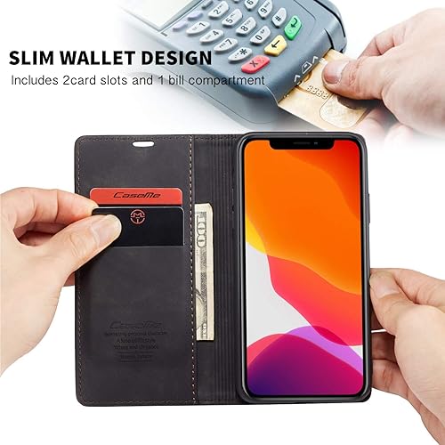 Miniatura 10 de SINIANL Funda tipo cartera para iPhone 11 y iPhone 11, funda plegable con función atril, ranura para tarjetas de crédito, cierre magnético, funda