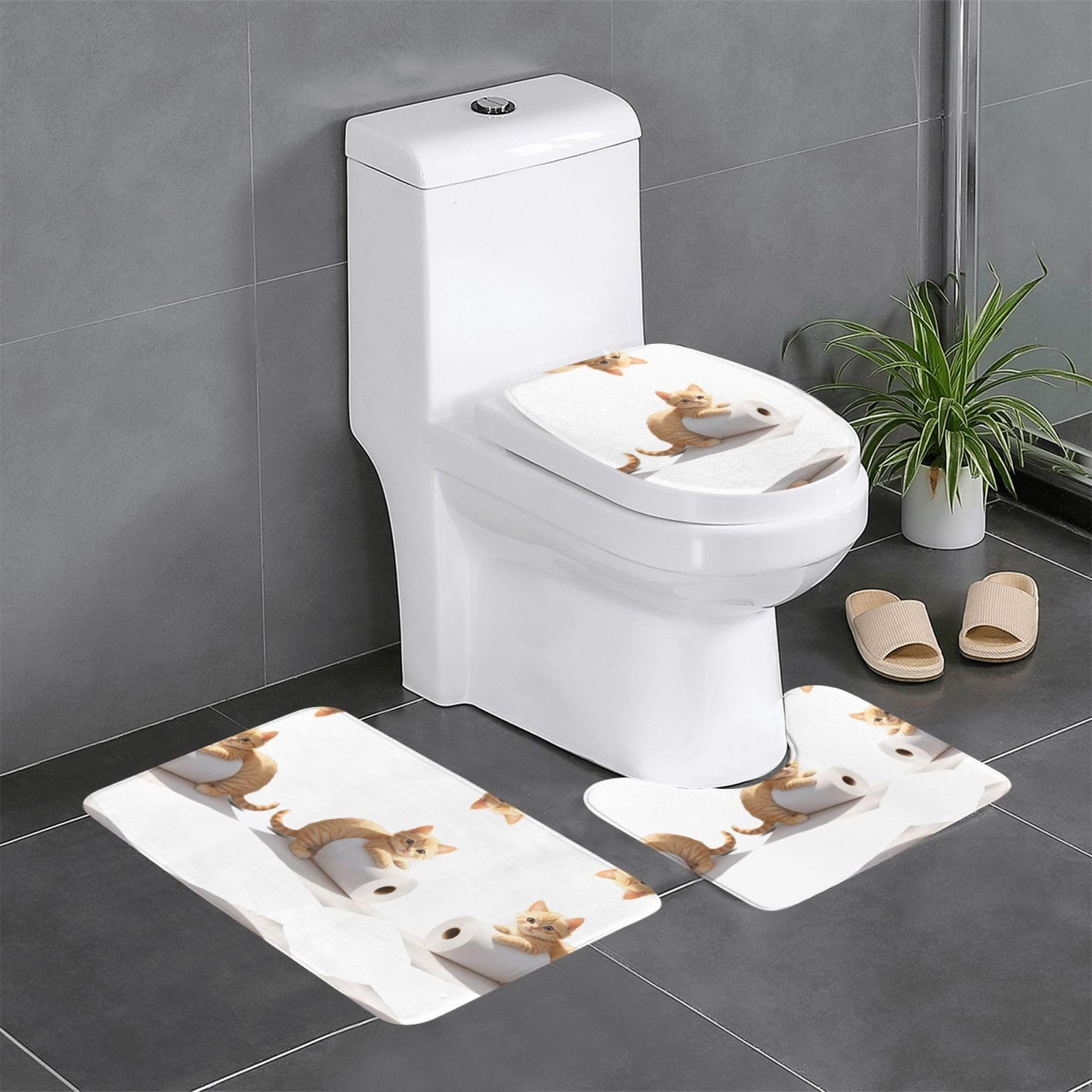 Tapis de salle de bain antidérapant lot de 3 facile à nettoyer