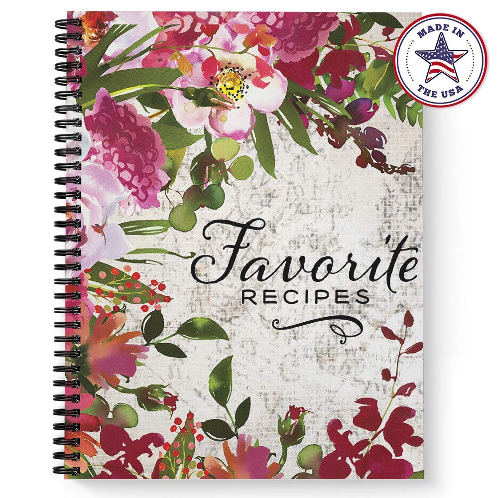 Gotcha Covered Notebooks Softcover Favorite Recipes 8.5" x 11" Spiral Recipe Notebook/Journal, 120 Recipe Pages, Durable Gloss Laminated Cover, Black Wire-o Spiral. Made in the USA