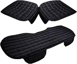 Kit 3 Capas De Assento Para Banco de Carro Almofadado Confortável Em Suede Com Porta Objetos (PRETO)