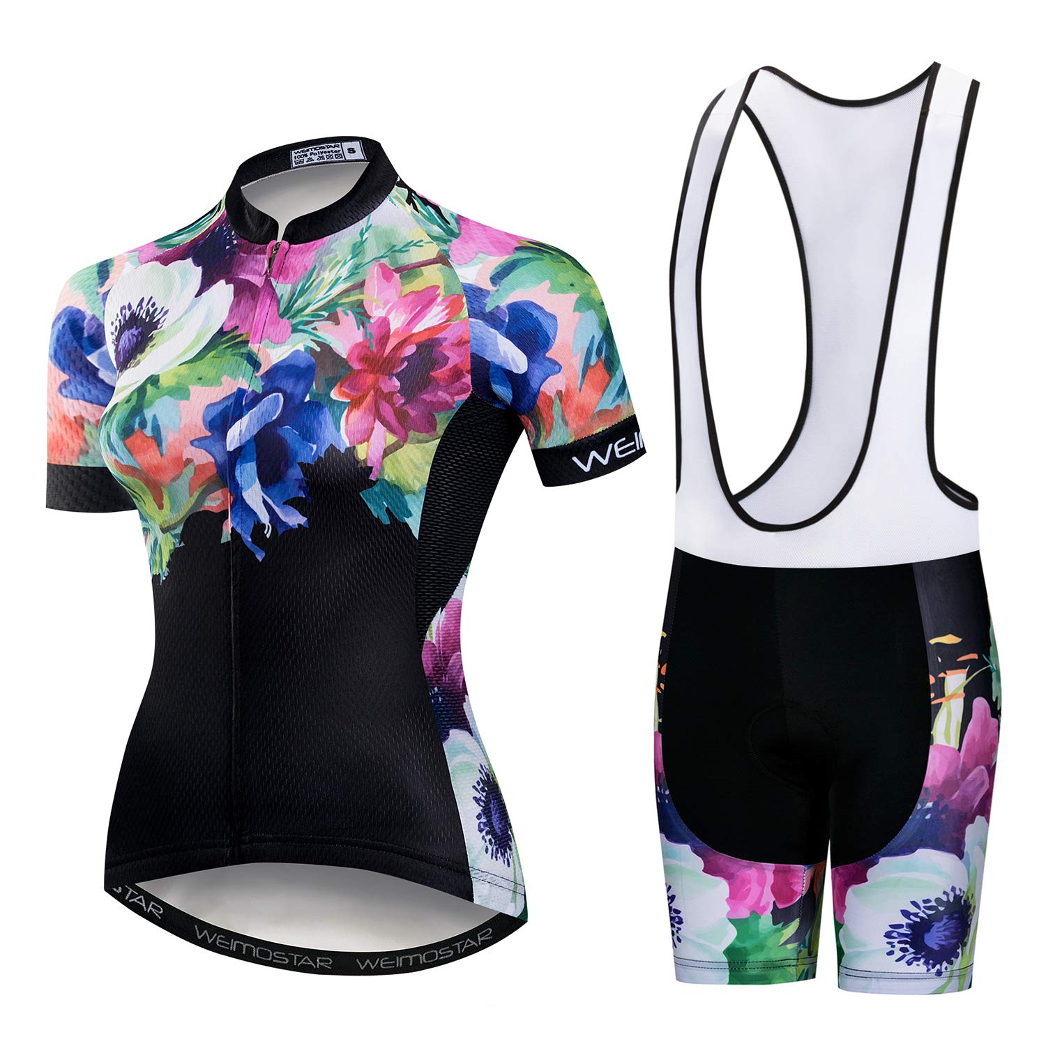 Womens Cycling Jersey Bib Sets Sports Breathable Padded Cycling Clothing Cycling Wear Summer Black Pink L