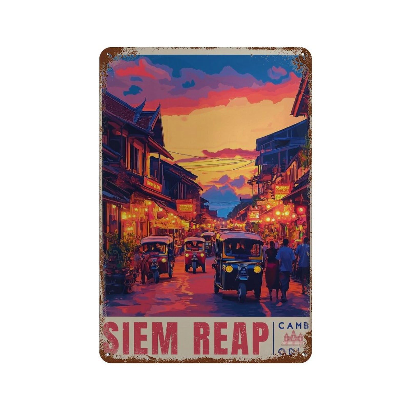 xiaoxiaoshen Siem Reap Travel Cambodia Wall Decor Art Metal Tin Poster Modern Home Decor Art Home Bar Shop Decorations Vintage Sign 30x20cm