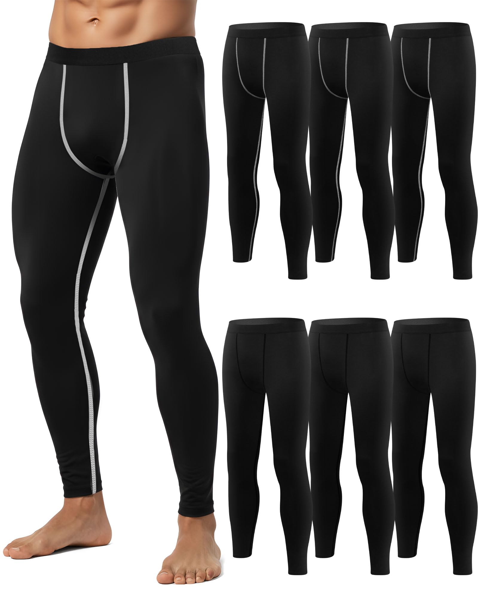 hicarer 6 Pack Men's Compression Pants Workout Pants Athletic Leggings Running Tights Base Layer for Sport-picture-20
