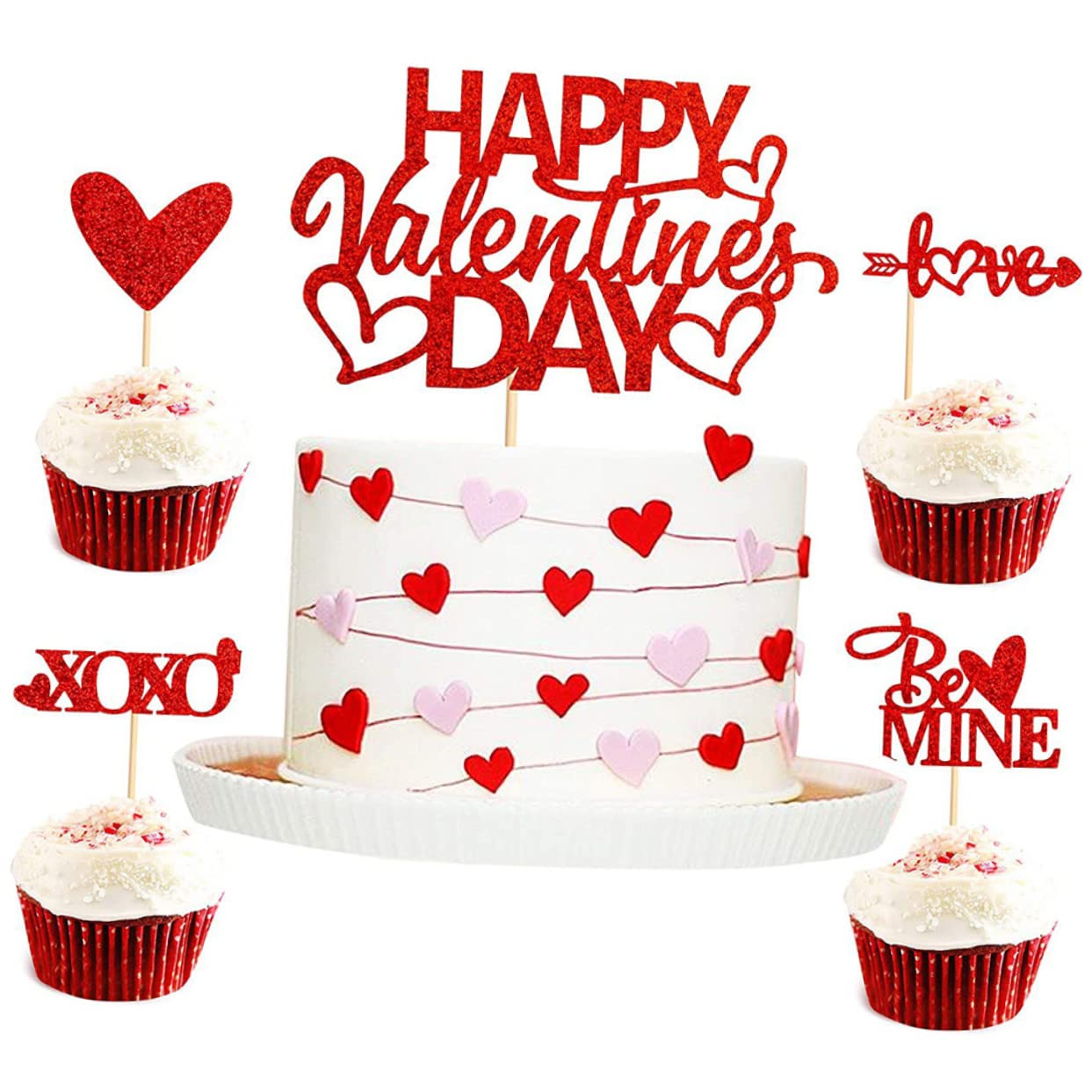 Toyvian 100pezzi Decorazioni Per Torte Di Di Cake Topper Tema Cuore Eleganti Accessori Per Cupcake e Dessert Per Feste e Matrimonio