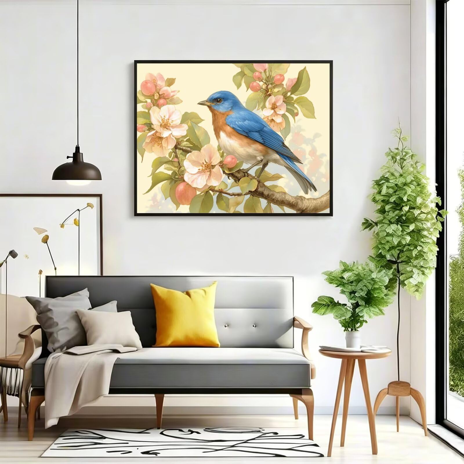 Pintar por Numeros Adultos pájaro Cuadros para Pintar por Numeros flor Pintura Acrilica, Pinturas para Niños DIY Canvas for Painting, Painting by Numbers para Decoracion Pared, 100x150cm, q-619