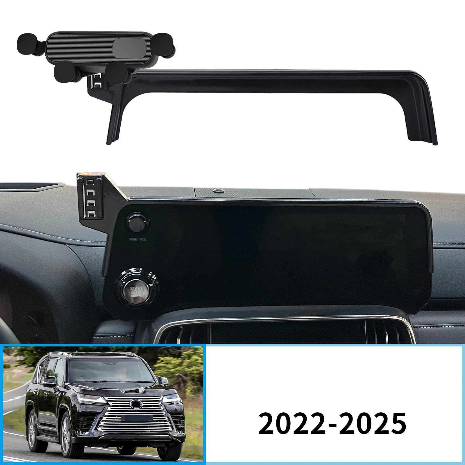 Uchwyt Samochodowy na Telefon dla Lexus LX600 2022-2025, uchwyt samochodowy na telefon komórkowy, stojak na nawigację GPS (podstawa i uchwyt 4)