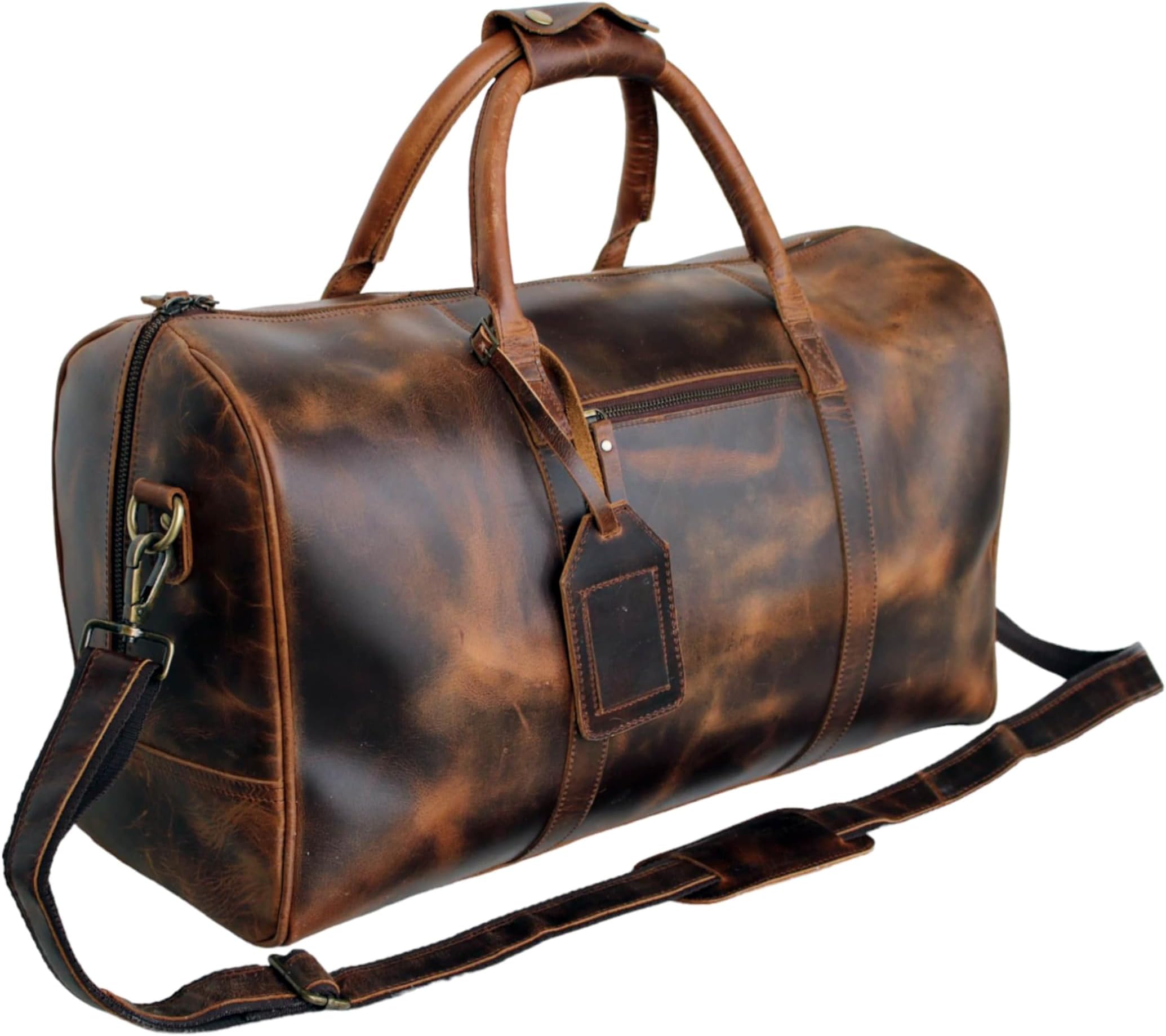 50 cm Real Buffalo Leather Leather Weekender Luggage Travel Bag Travel Luggage Sports Bag Weekend Trip Hand Luggage Duffel Gym Bag Waterproof Carry On Bag Gift, Brown, L, Brown, L