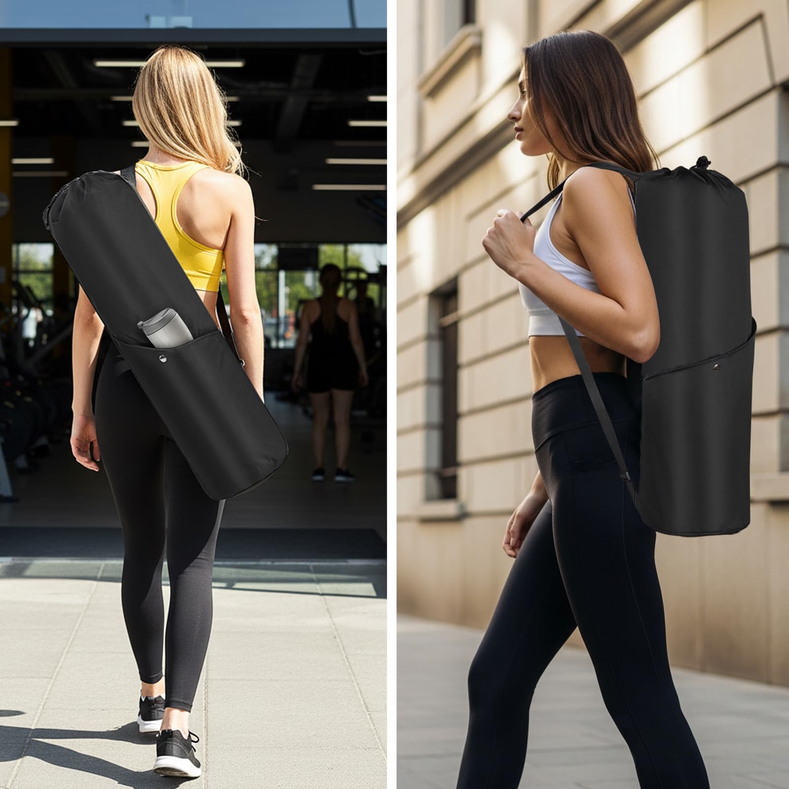 AKOZLIN Borsa da yoga con tasche di stoccaggio multifunzionali, impermeabile per yoga, con cinturino regolabile e palestra, classe, viaggio