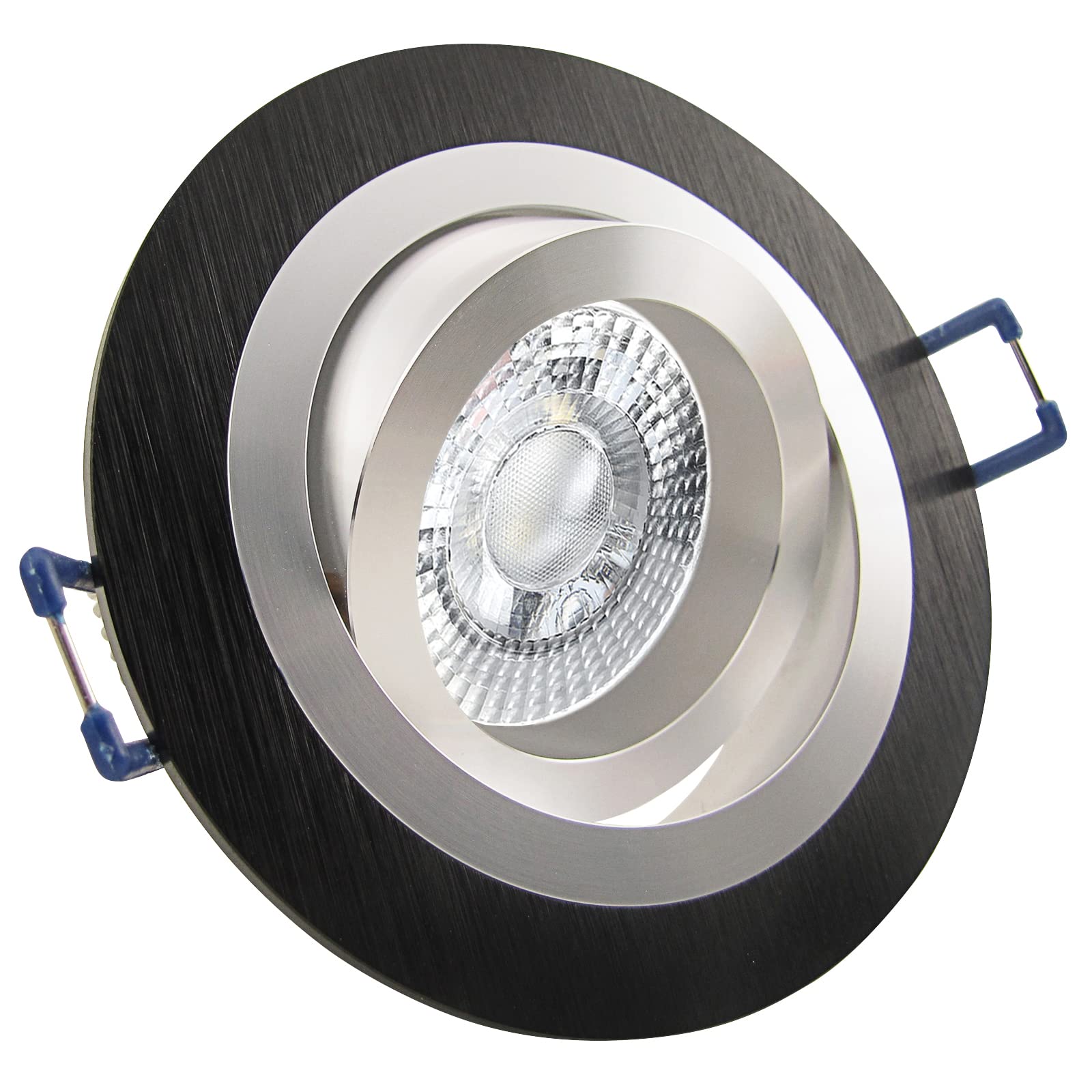 trendlights24 Noble LED Decken Einbaustrahler Schwarz 7W dimmbar 12er Set | Einbauleuchte, rund, LED Spots, GU10, 38° Abstrahlwinkel, Neutralweiß, 4000K, Spot, austauschbar, Deckenspots, schwenkbar