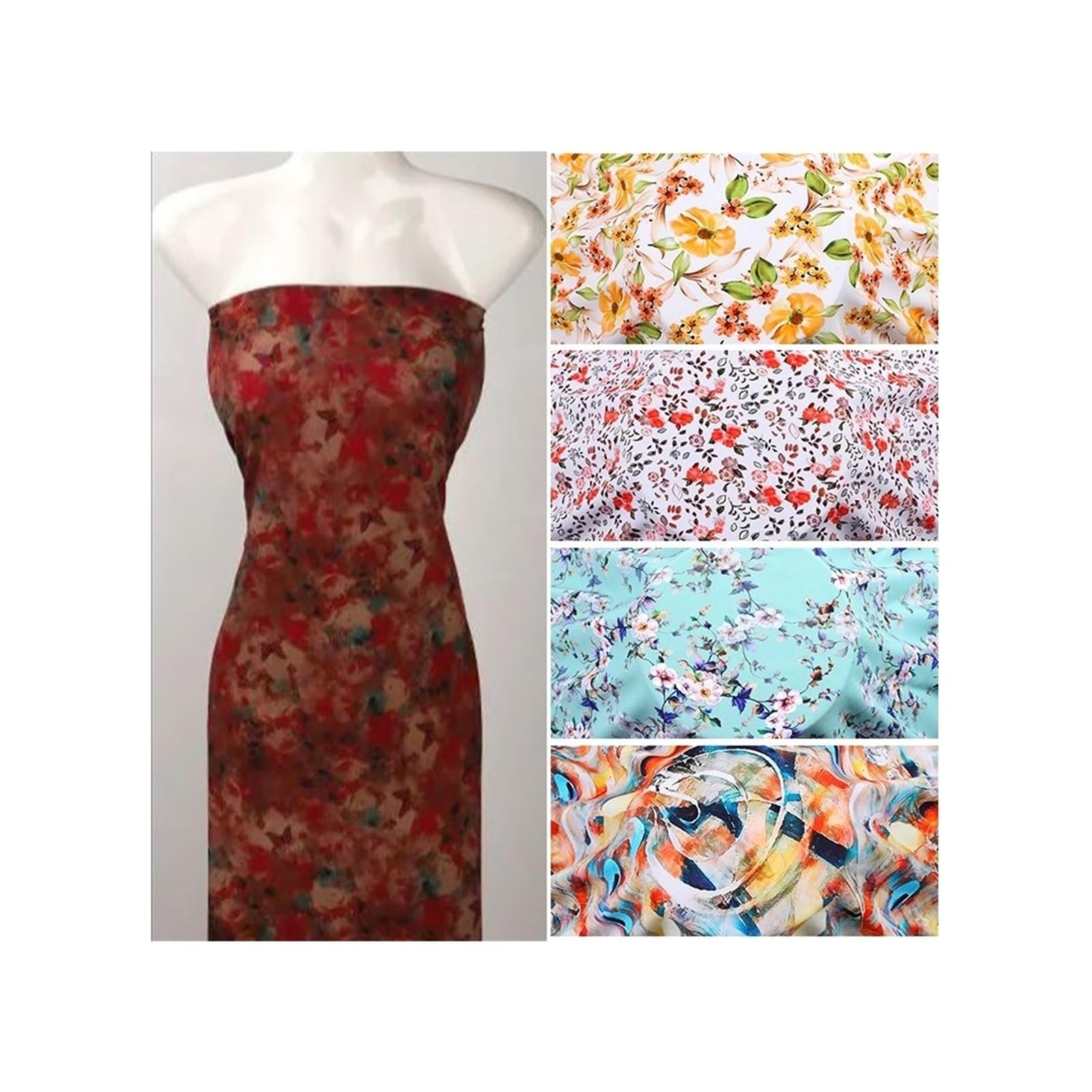 Tela Estampada Tela de rayón estampada verano por metros, costura tela floral suave y cómoda(1)