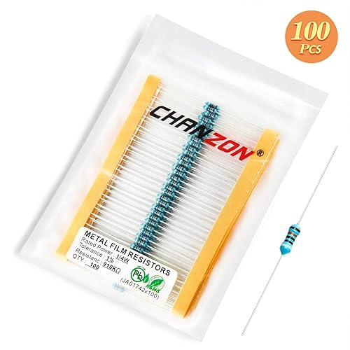 Vista 652 de Chanzon 100pcs 1/4W (0.25W) 33K Ω ohmios Resistencia fija de película metálica 0.01 ±1% Tolerancia 33KR MF Resistencias de orificio pasante