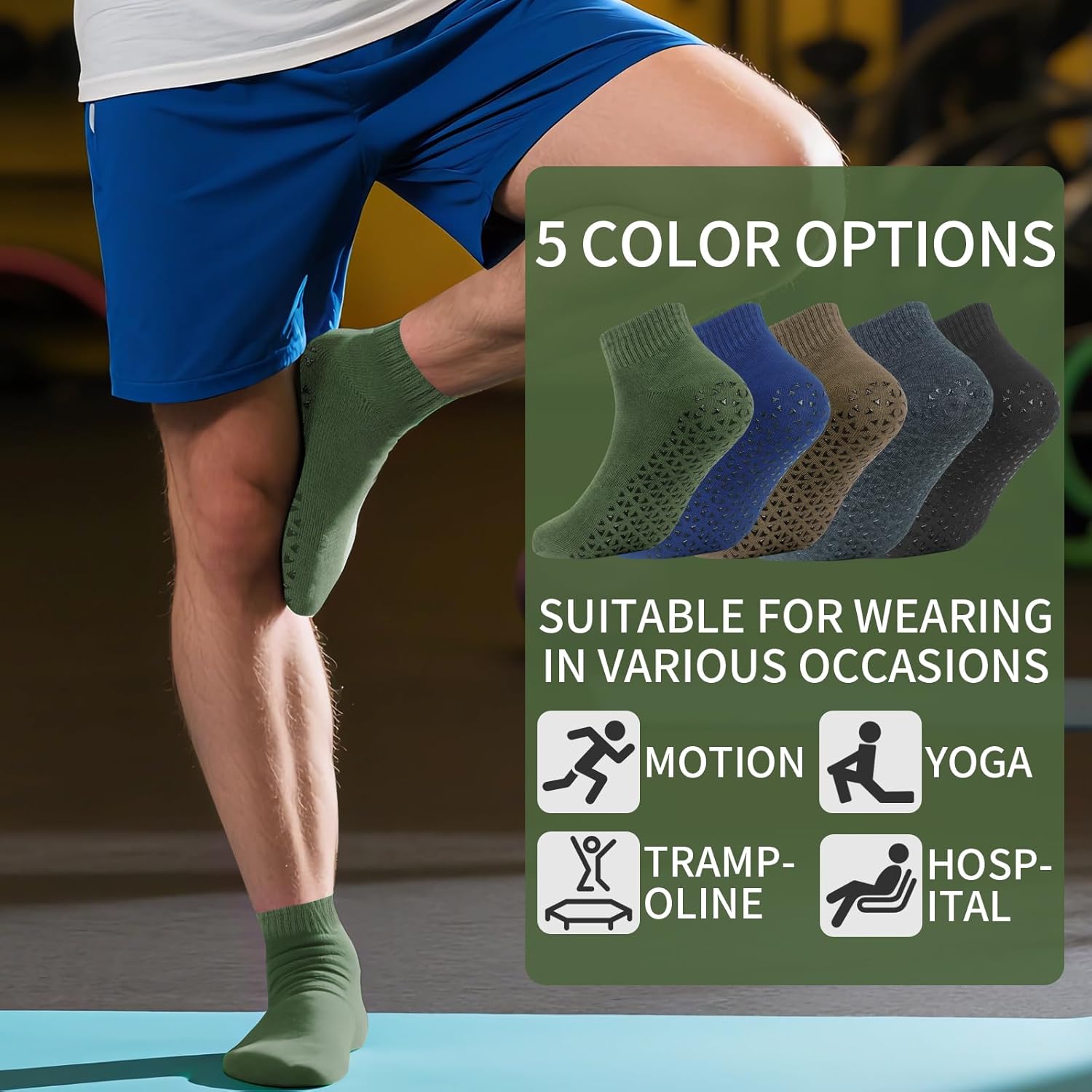 Sophproton 100 Pairs Men's Non Slip Socks Bulk Pack Anti-Skid Hospital Socks with Grips for Nursing Work Yoga Gym - Image 6