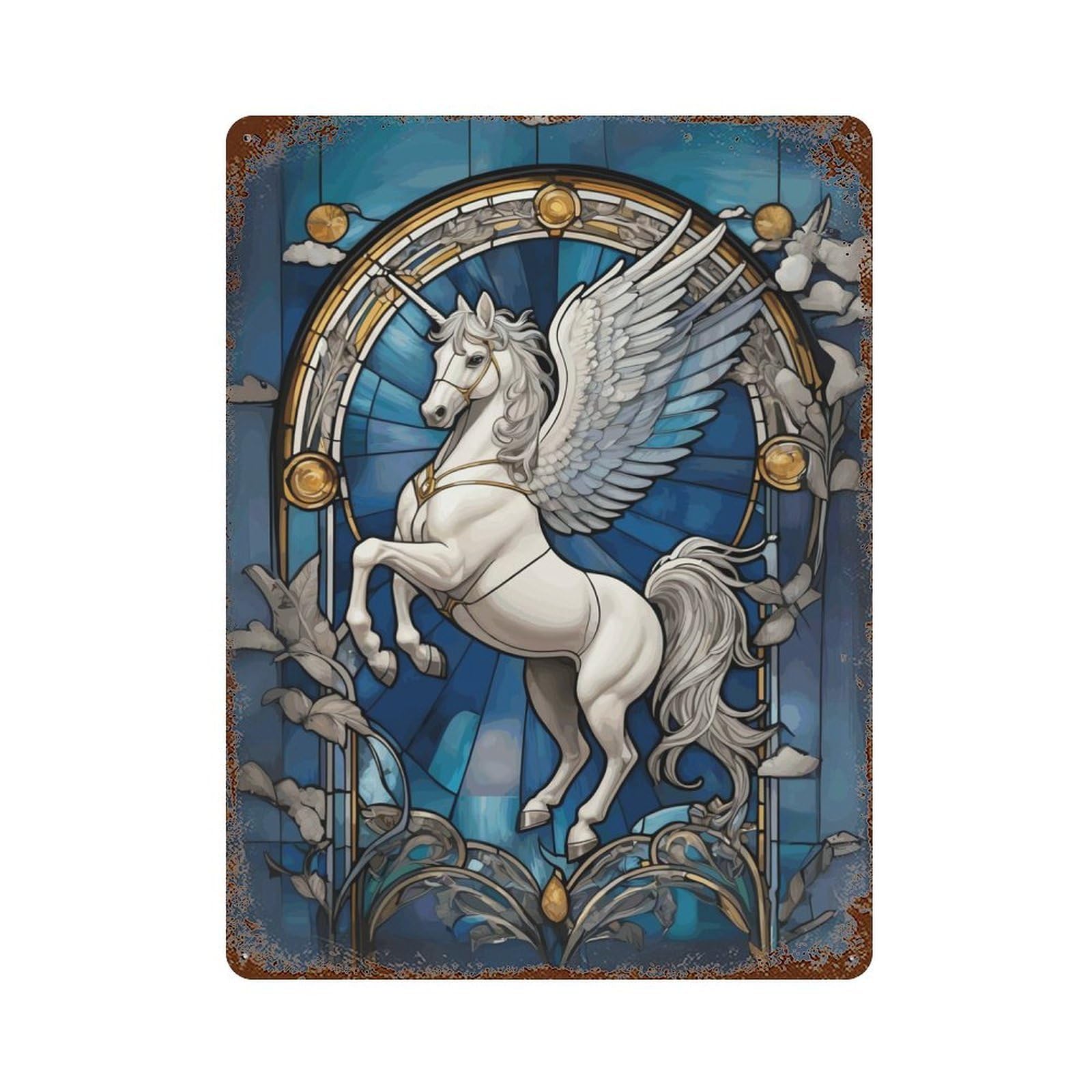 Pegasus Myth Animal 15.7"x11.8" Decorative Tin Sign, Retro Wall Decor for Garage, Bar And Workshop Decor