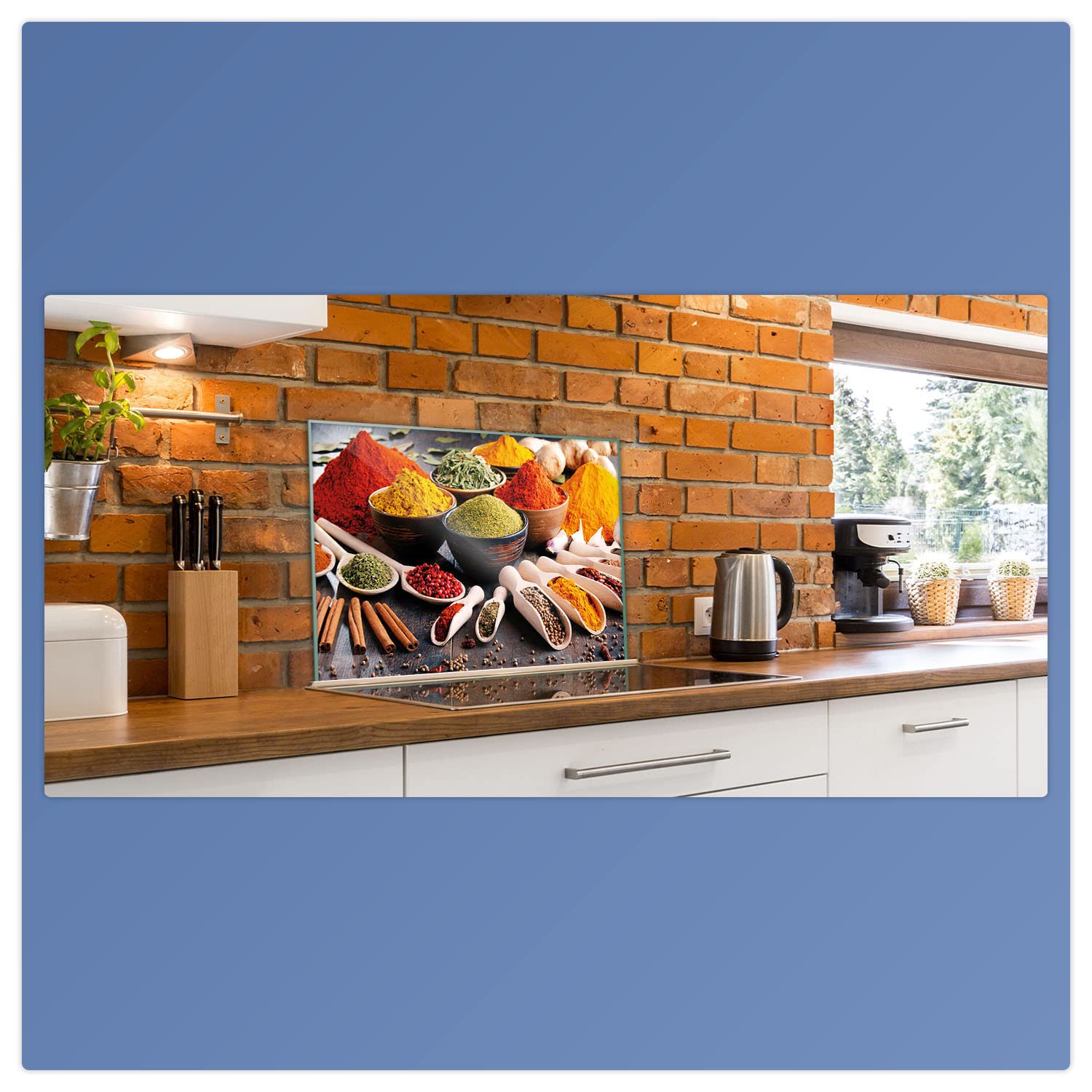 decorwelt | Herdabdeckplatte 80x52 cm 1-Teilig Gewürze Bunt Ceranfeldabdeckung Universal Spritzschutz Glas Deko Elektroherd Induktion für Kochplatten Herdschutz Schneidebrett Sicherheitsglas