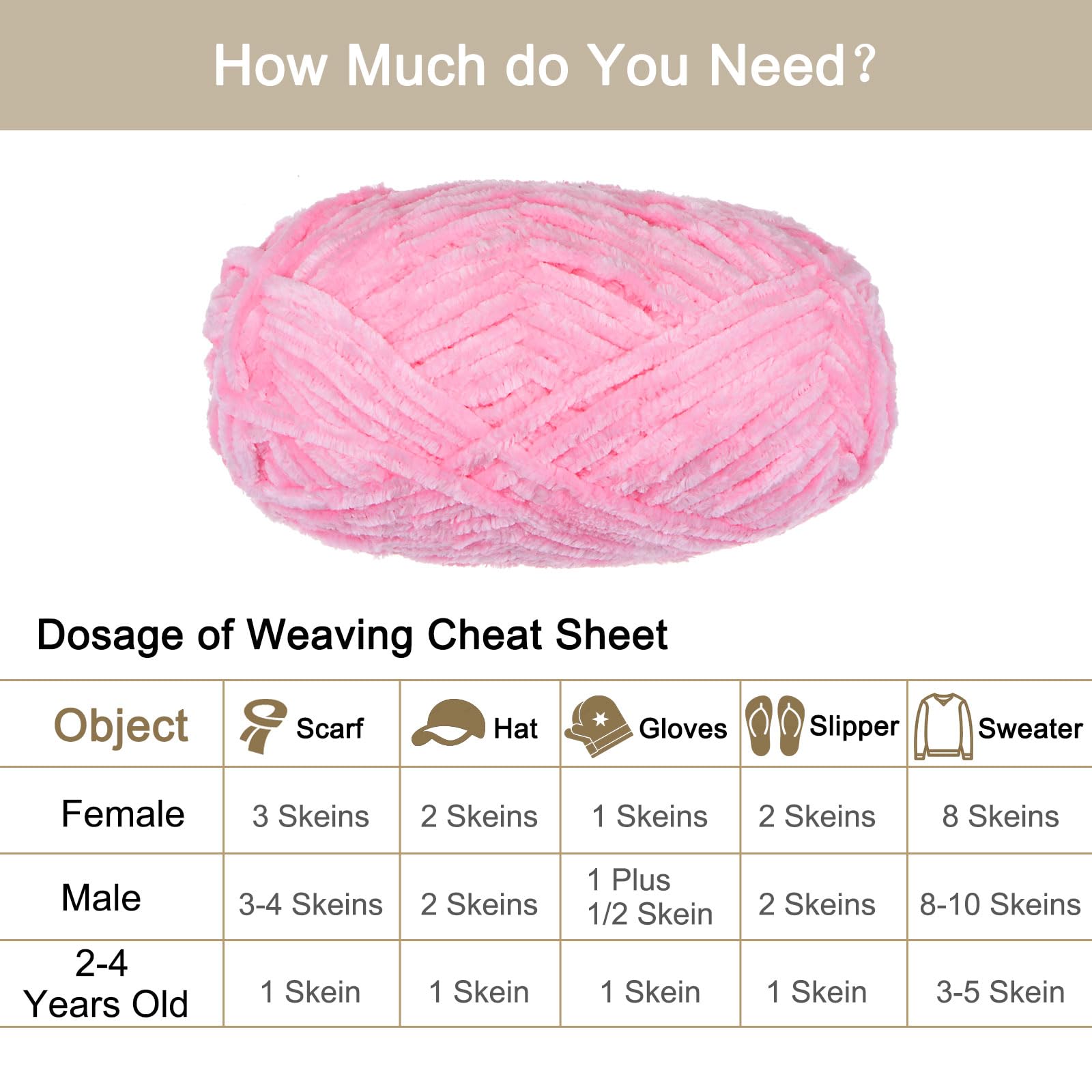 Uxcell uxcell 2Skeins Velvet Yarn Chenille Yarn 2x100g/7.1oz 174 Yards Total Length #6 Super Bulky Polyester Soft Blanket Yarn for Knitting Weaving Bag Scarf Pink - Image 4