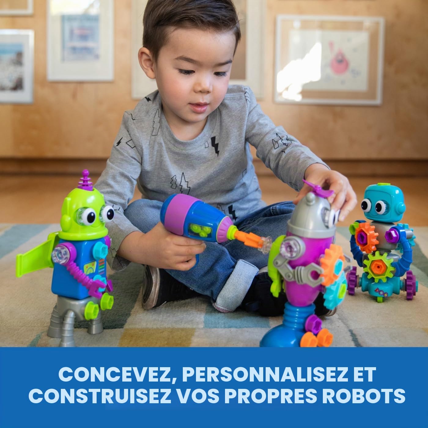 Learning Resources Atelier Robot Design & Drill, Robot pour Les garçons et Les Filles, Jouets STEM de Construction pour Enfants, Jouets à emporter avec perceuse pour Enfant Qui Fonctionne, dès 3 Ans