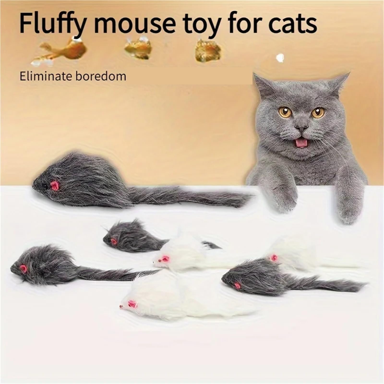 Générique Fausses Souris en Peluche, 100 pièces, Jouets interactifs for Chats, Temps de Jeu engageant for Chatons(100 Pcs)