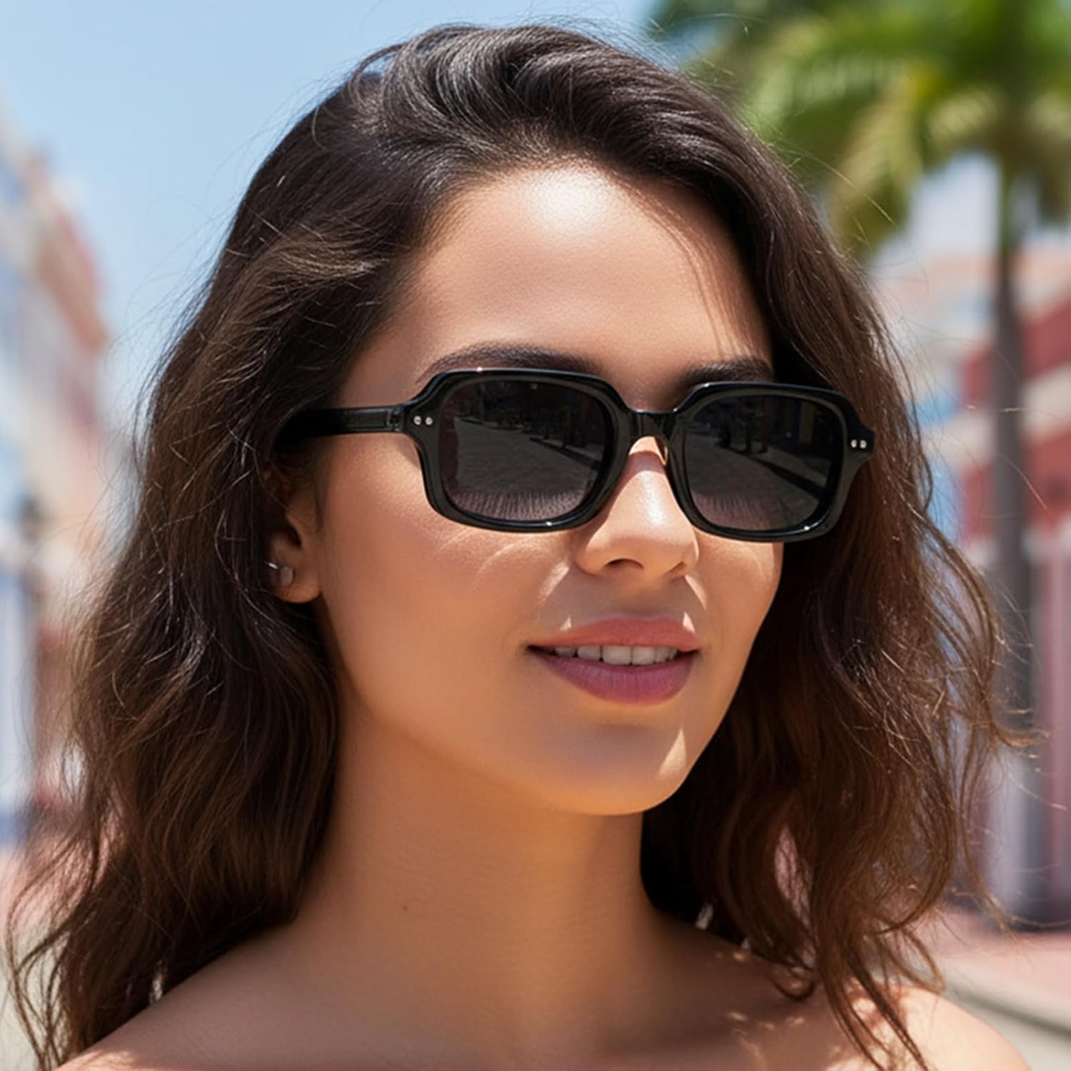 PORADAY Retro Rectangular Sunglasses for Women Men Vintage Small Square Frame Sun Glasses 90'S Style Trendy Narrow - Image 2