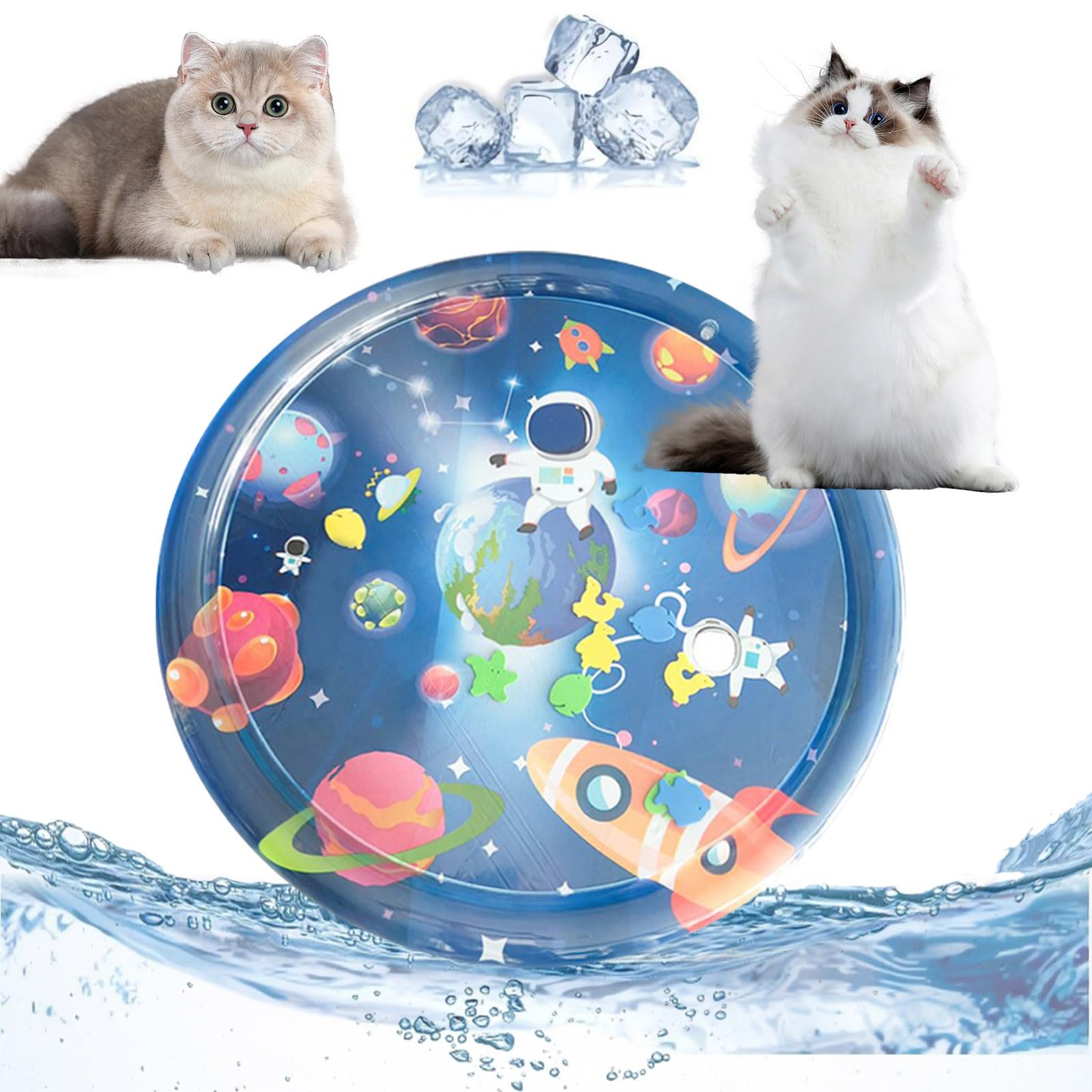 Aoseiens Water Mat Cat, Summer Sensory Water Play Mat for Cats, Water Play Mat Cat, Thickened Water Belly Time Mat for Cats and Dogs, Interactive Cat Toy, Water Mat (A)