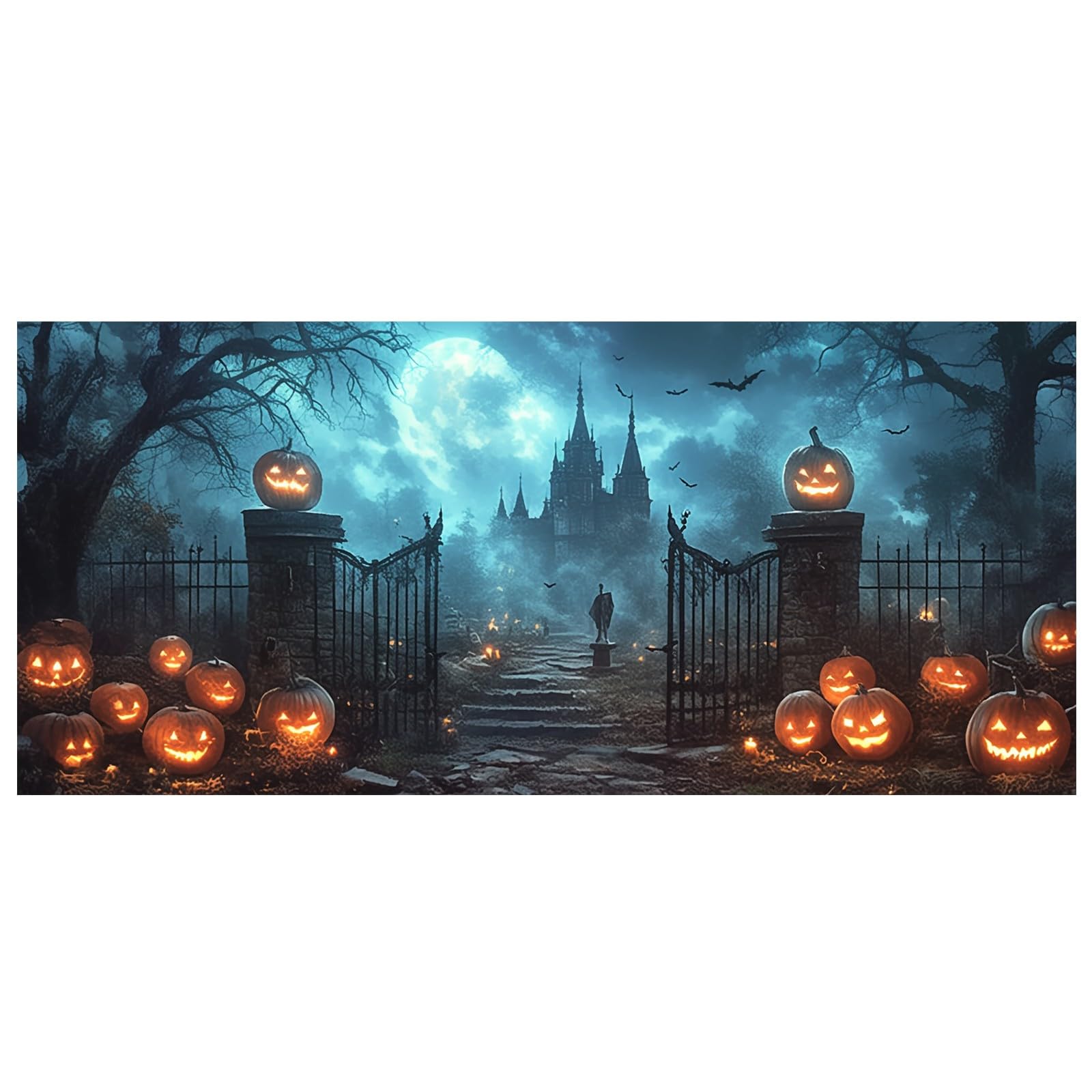 Letreros de Halloween para puerta de garaje, grande, para entrada delantera, diseño de murciélagos y calabazas, fiesta festiva