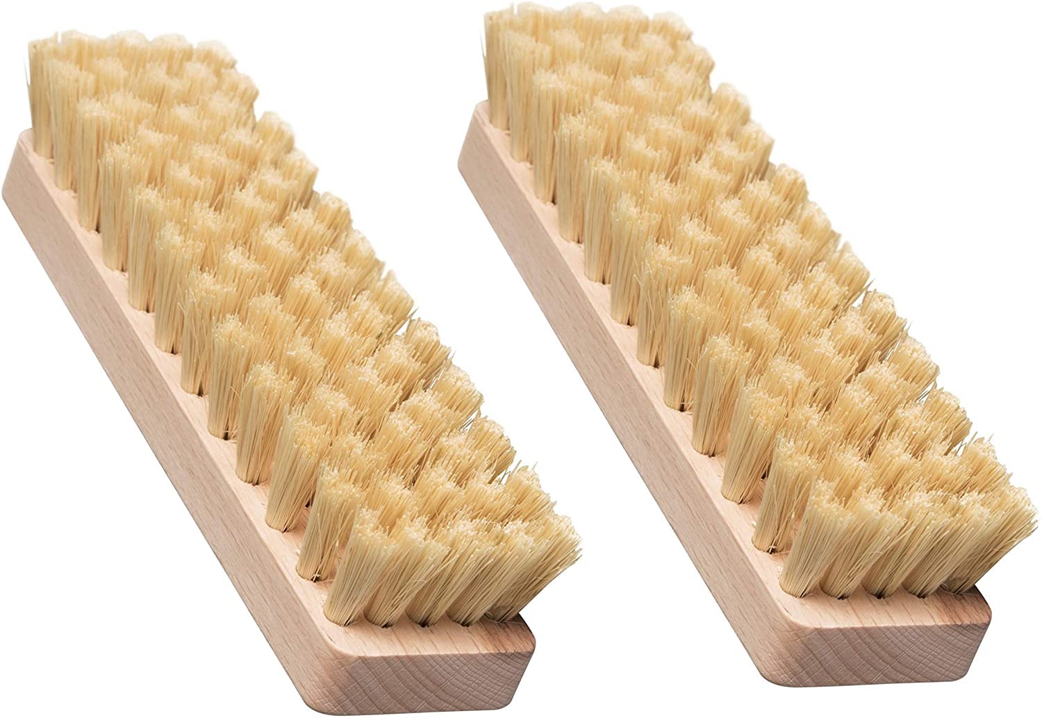 2er Set Scheuerbürste – Wurzelbürste aus Holz mit Naturborsten aus Fibre - Scheuerbürsten, Wurzelbürsten, Hand Schrubber, Putzbürste - Griff aus Holz - Bürsten Made in Germany
