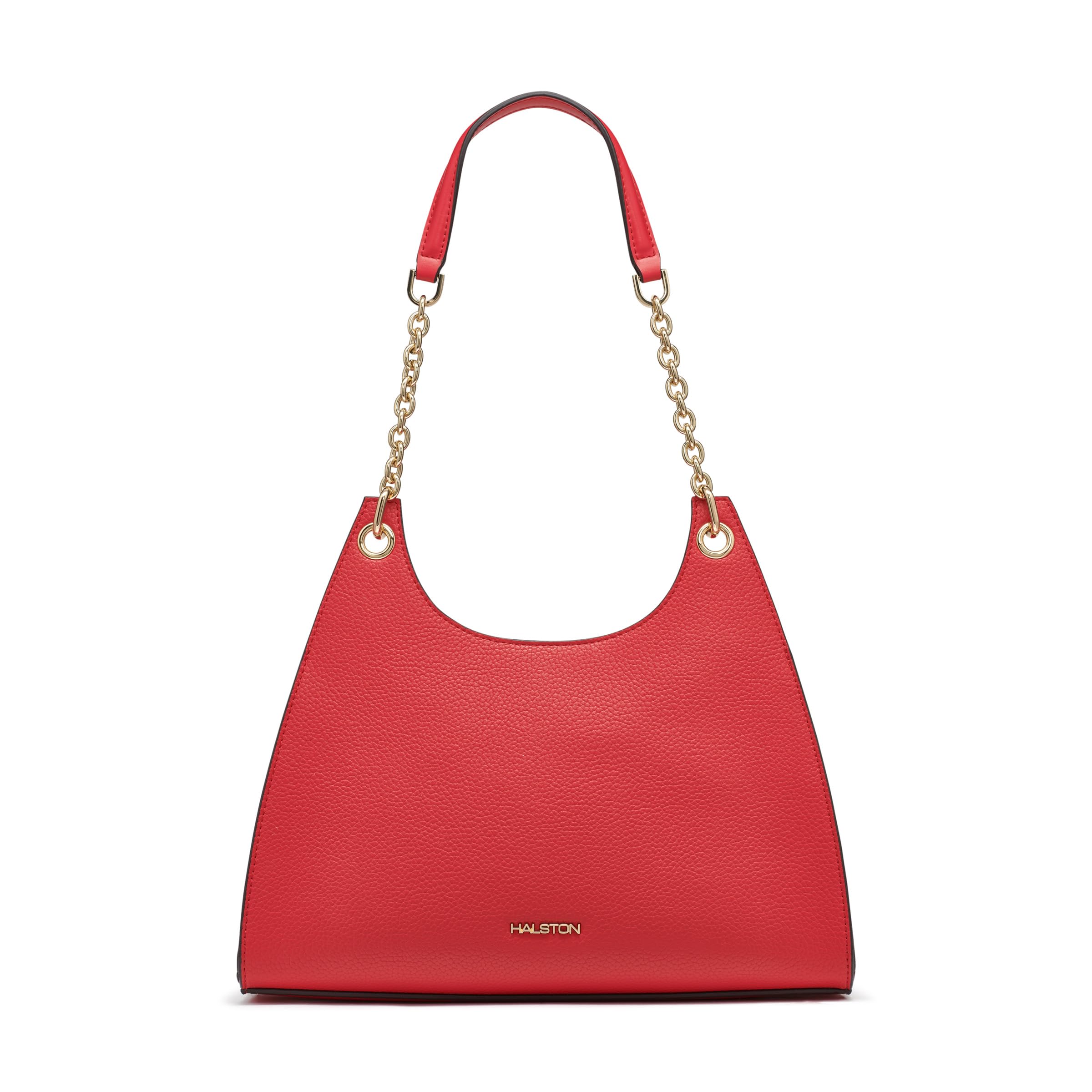 H HALSTON Womens Janis Signature Logo Top Zip Hobo