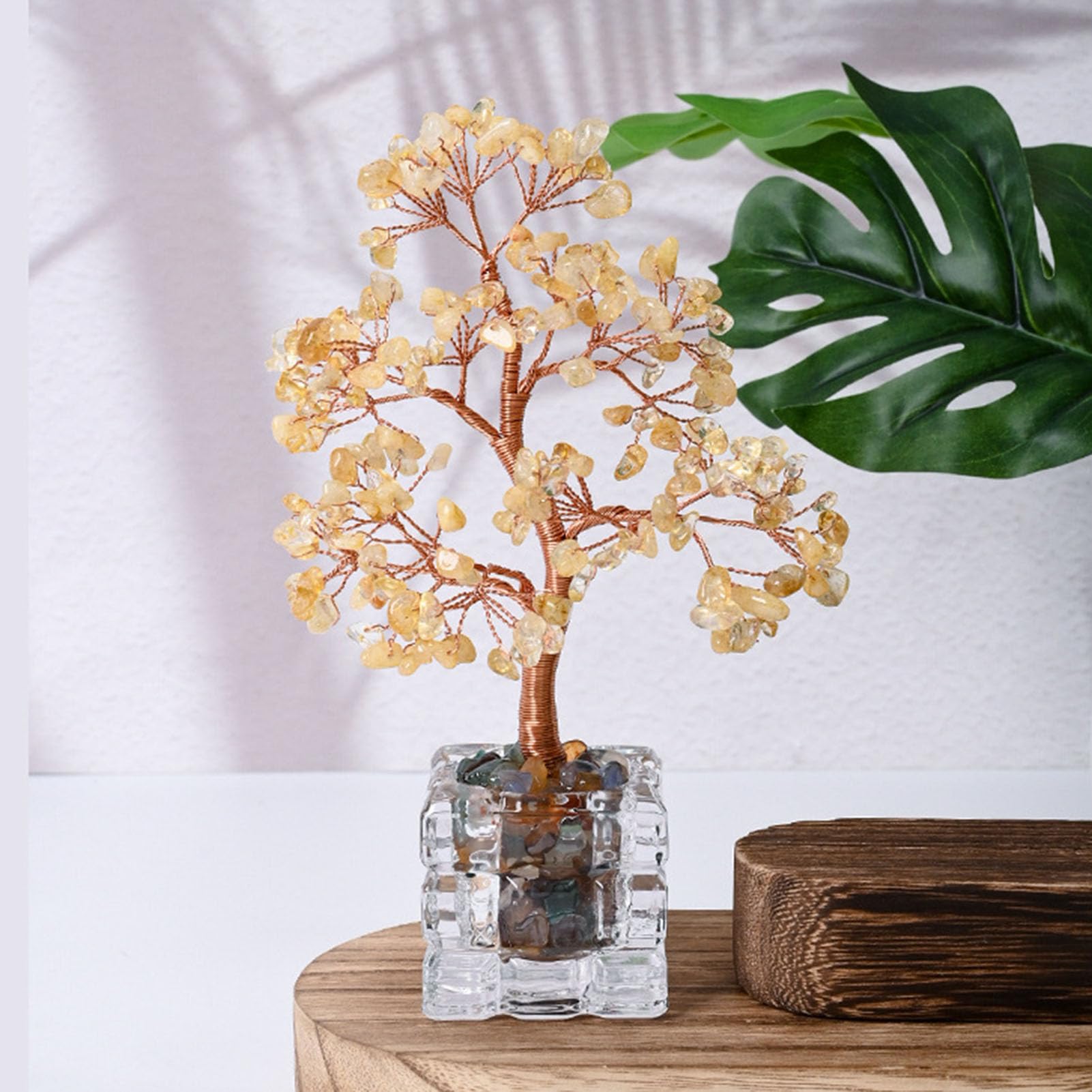 Albero dei Soldi in Cristallo Naturale per Ufficio, casa, Stanza, scrivania, Meditazione, energia positiva, Cristalli Feng Shui, Pietre curative, Fortuna, ricchezza, Chakra, Alberi,B