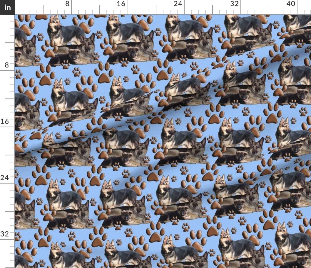 Spoonflower Fabric - German Shepherd Family Blue Dog Pet Printed on Petal Signature Cotton Fabric by The Yard - Sewing Quilting Apparel Crafts Decor