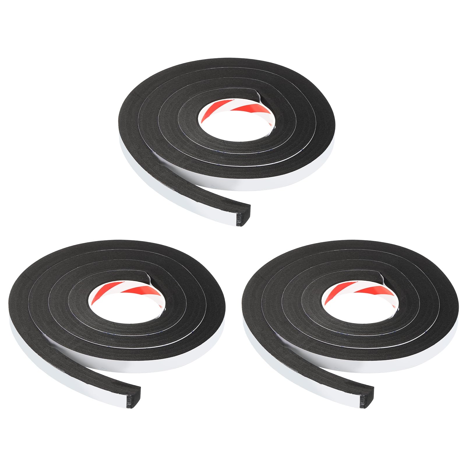 PATIKIL Foam Insulation Tape 15mm(W) x 20mm(T) x 2m(L), 3 Pcs Single-Sided Self Adhesive Weather Stripping Door Seal Strip for Door Window Air Conditioning, White