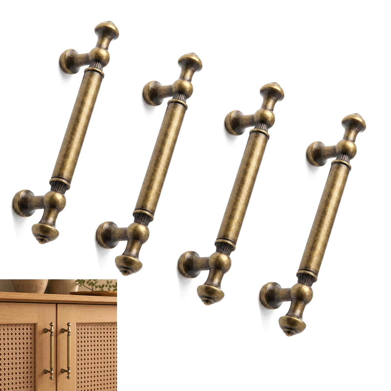 Walmsco 4 pcs Zinc Alloy Cabinet Handles 96mm Hole Center Nordic Style Kitchen Cupboard Pulls for Wardrobe Drawer Dresser Door