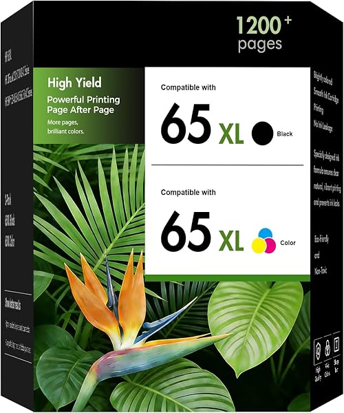65XL Ink Cartridge Compatible Replacement for HP 65 XL (Black & Color 2 Combo Pack) | Works with HP DeskJet 3755 2600 2625 2652 2655 3700 3720 3752 3772 Envy 5000 5010 5052 5055 Printer Series - 1