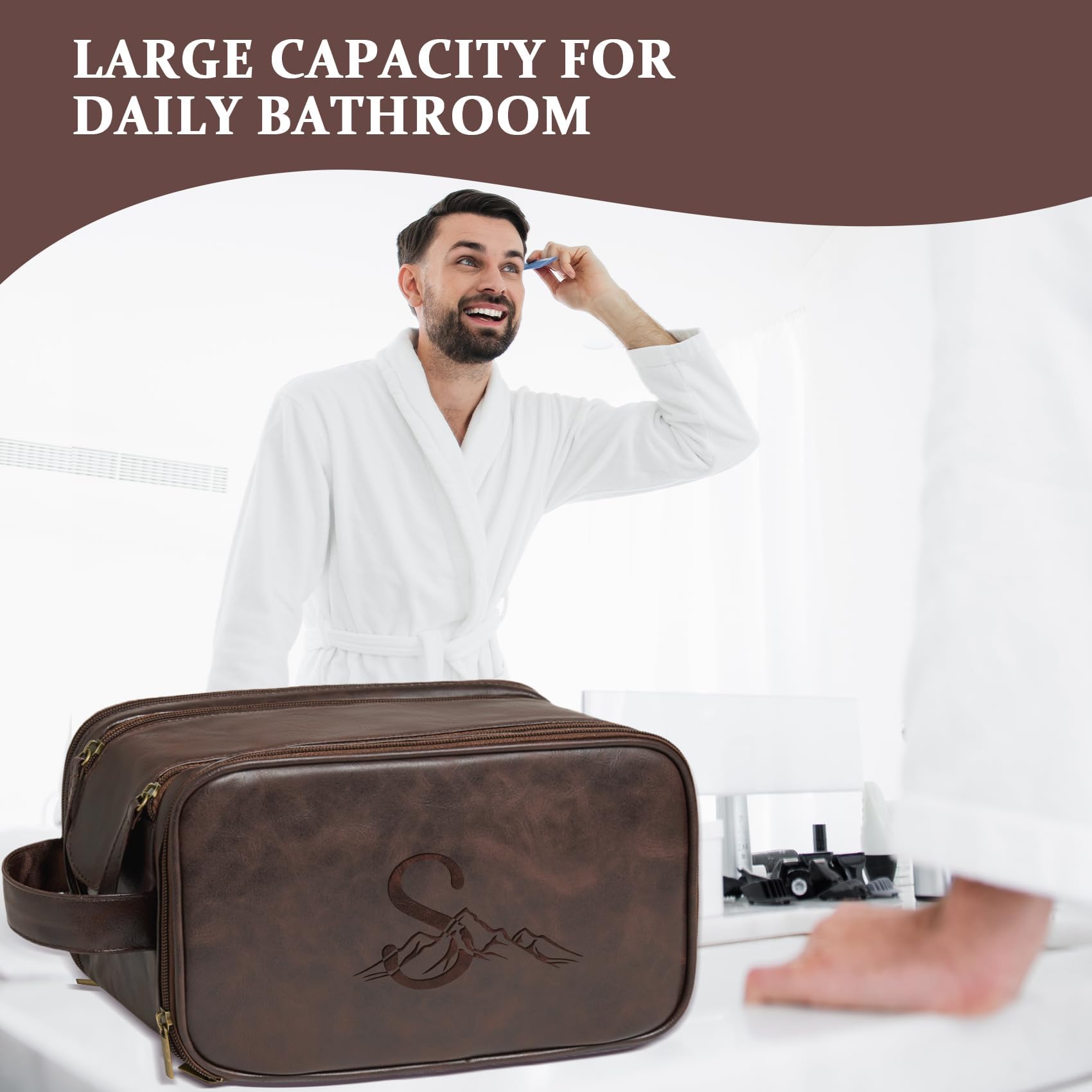 Janhavi Personalized PU Leather Travel Toiletry Bag