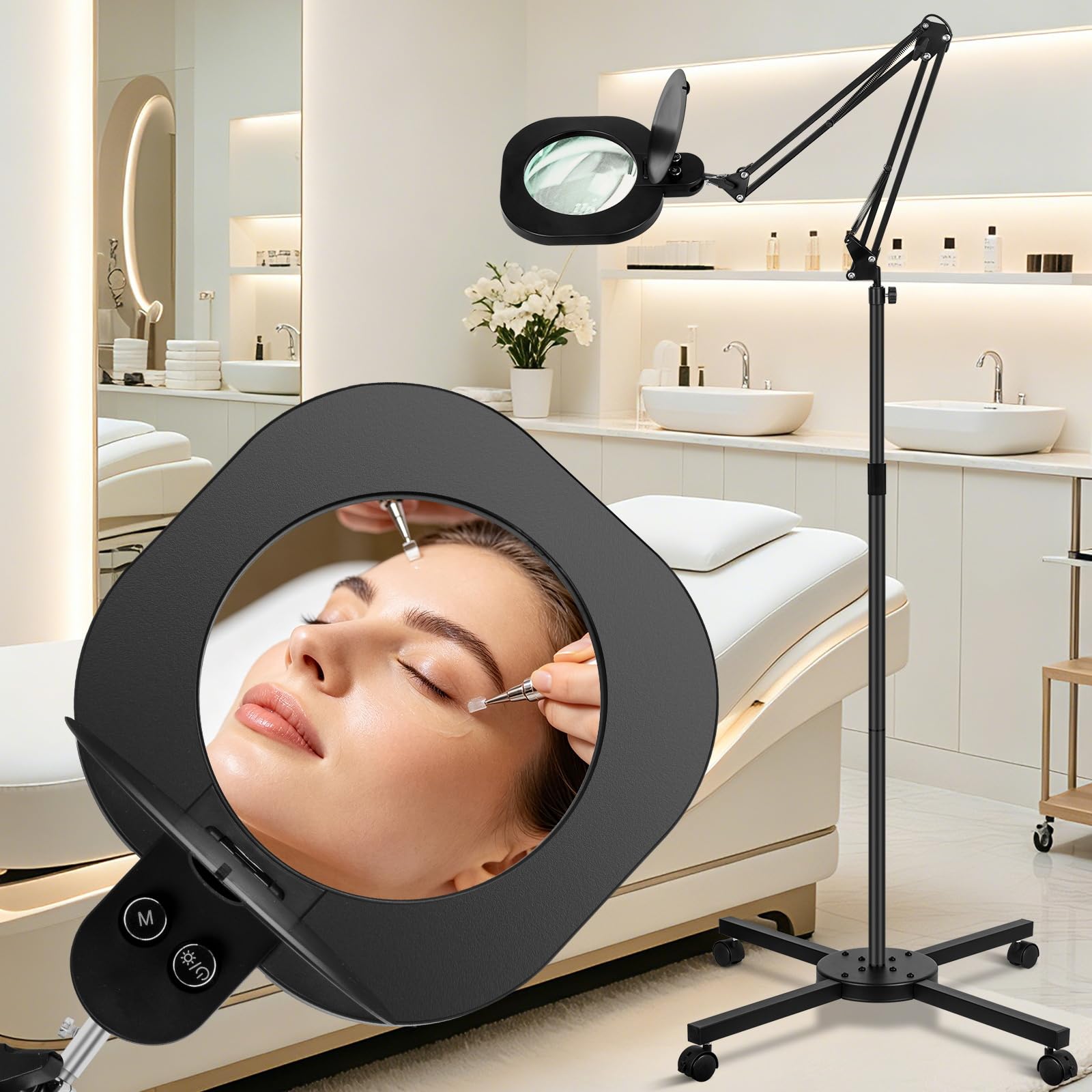 Photo 1 of HITTI 15X Magnifying Floor Lamp with Light - Black