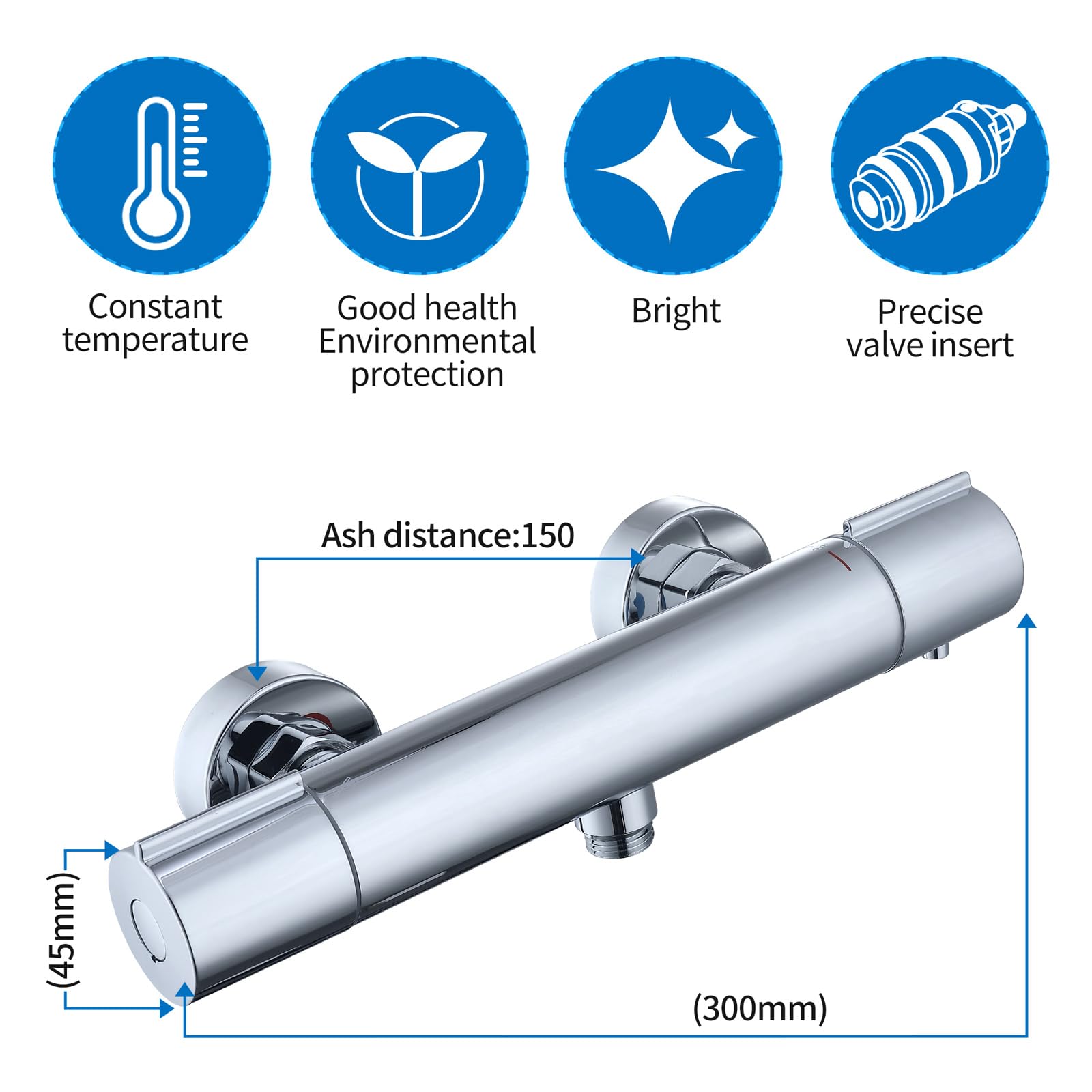 HOMELODY Duscharmatur mit Thermostat - Aufputz Mischbatterie Dusche mit 38°C Sicherheitstaste, Chrom Mischbatterie Dusche, Thermostat Armatur Dusche aus Edelstahl Duscharmaturen Brausethermostat