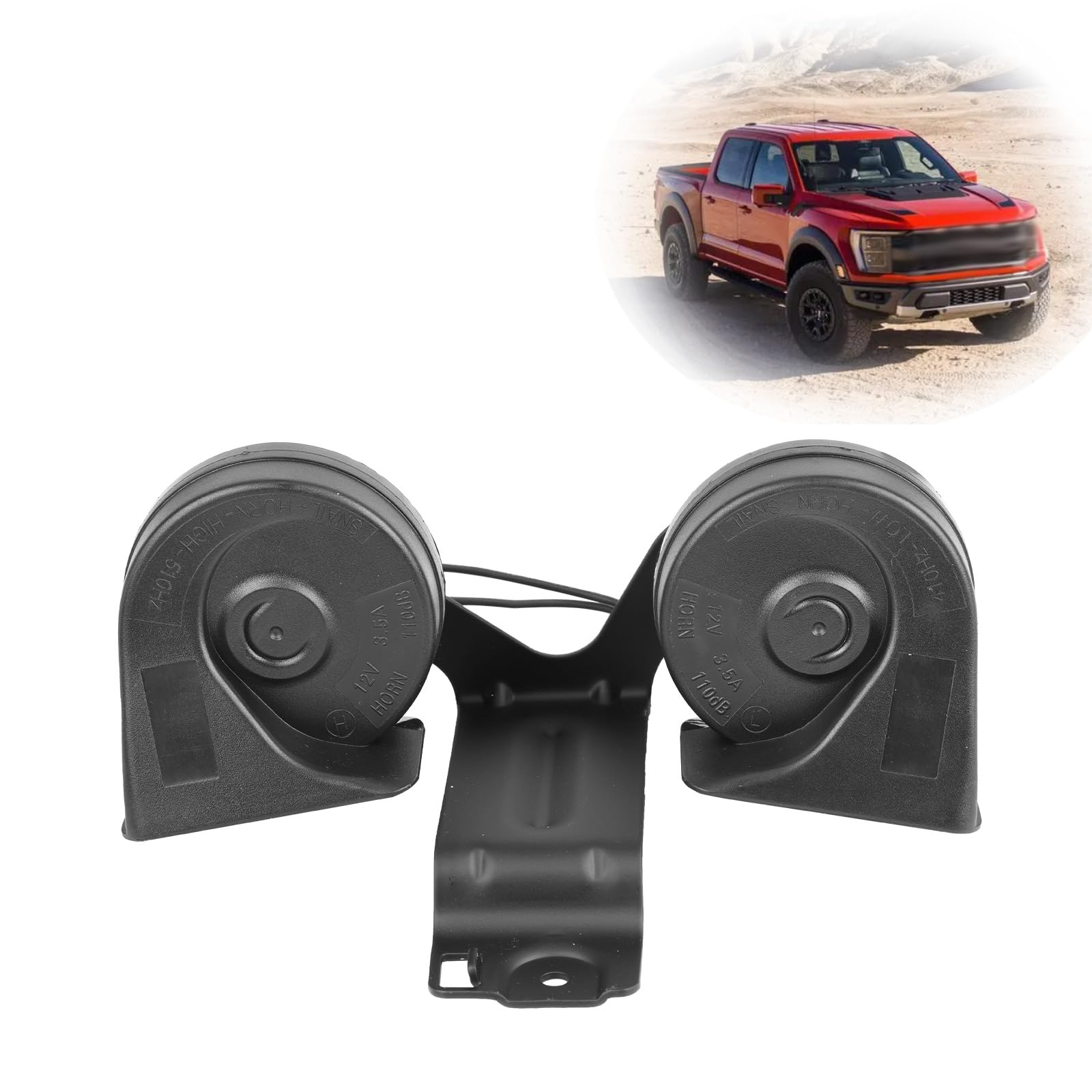 MITZONE Dual Horn Assembly with Bracket Compatible with Ford Explorer Police Interceptor Utility 2016 2017 2018 2019 2.3L L4 3.5L 3.7L V6 GB5Z-13832-A