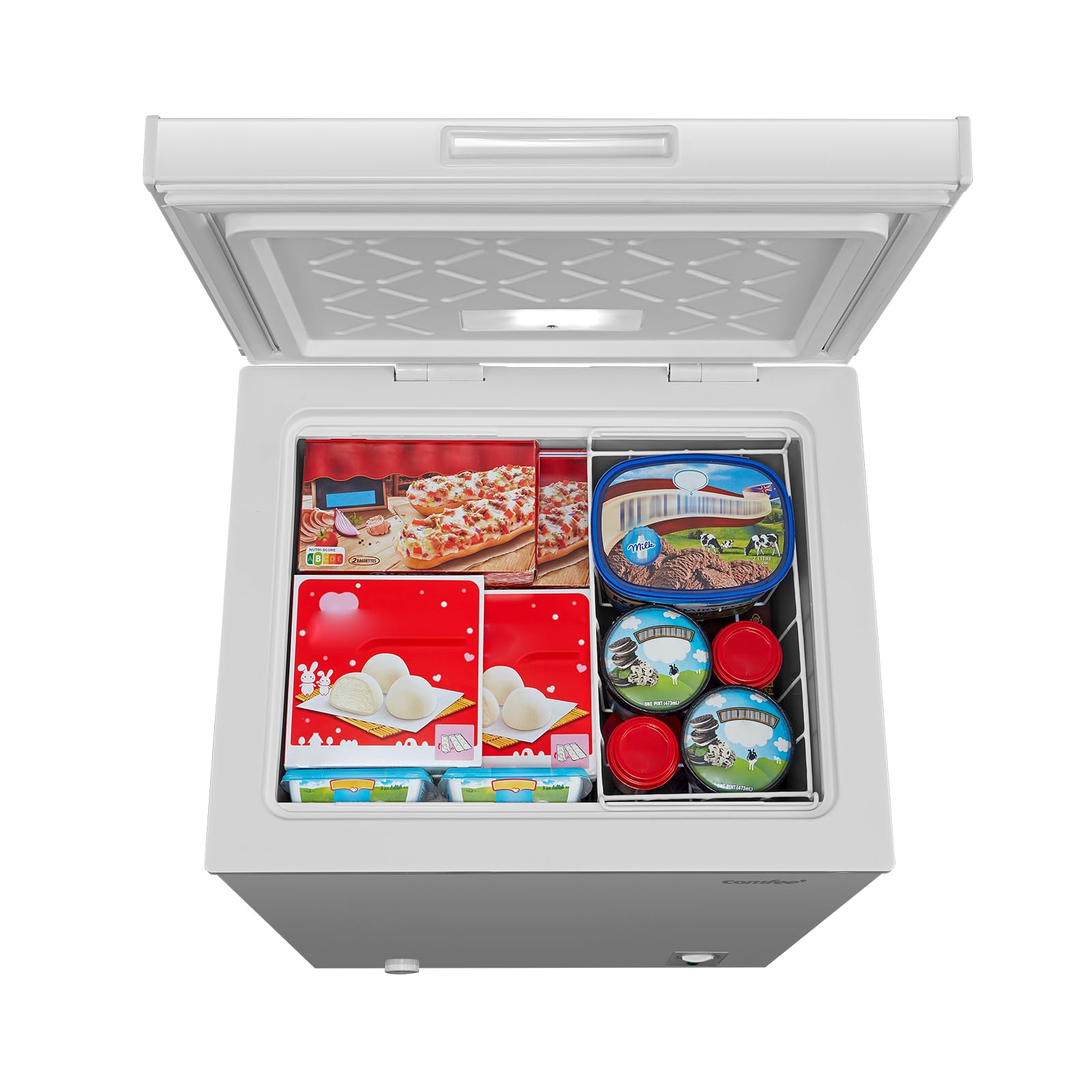 COMFEE' RCC102WH2EU(E) Congelatore contenitore indipendente 99L, convertibile in congelatore/frigorifero, inverter, classificazione a 4 stelle, adatto per garage, bianco
