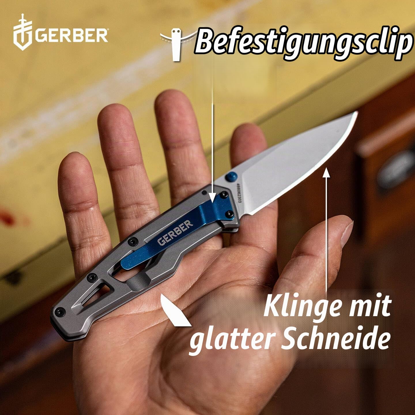 Gerber Taschenklappmesser mit glatter Klinge und Taschenclip, Paralite