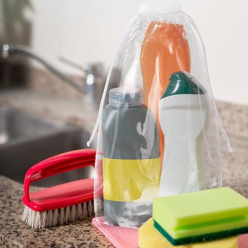 Miniatura 7 de Bolsas de viaje transparentes con cordón para zapatos. Bolsas de polvo de PE de 2 mil para zapatos con cordones. Bolsas de plástico con cordón