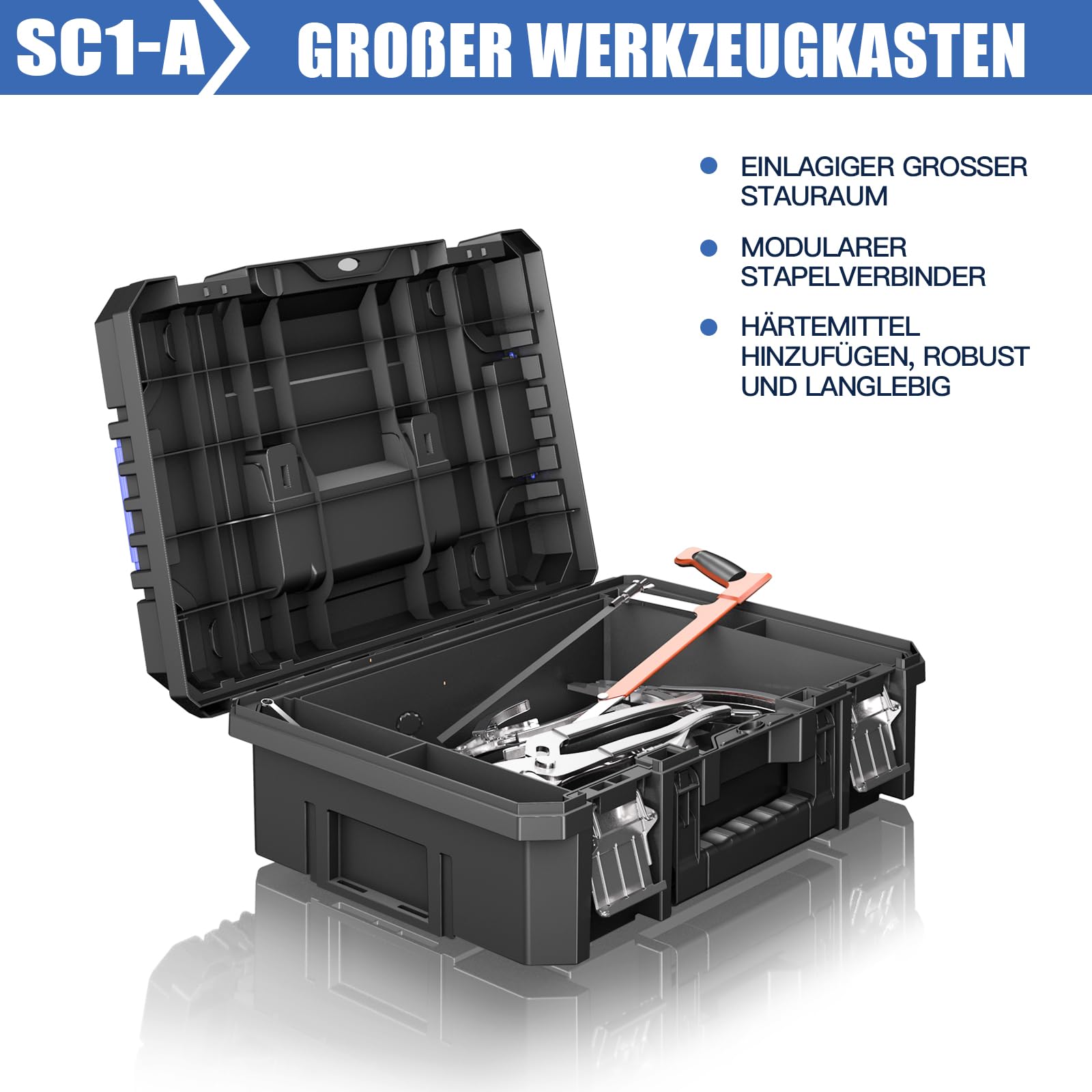 Caja de herramientas de 5 capas vacía con ruedas, modular, caja de herramientas apilable, caja de herramientas portátil vacía con cajón, resistente y duradera, para garajes, reparaciones domésticas