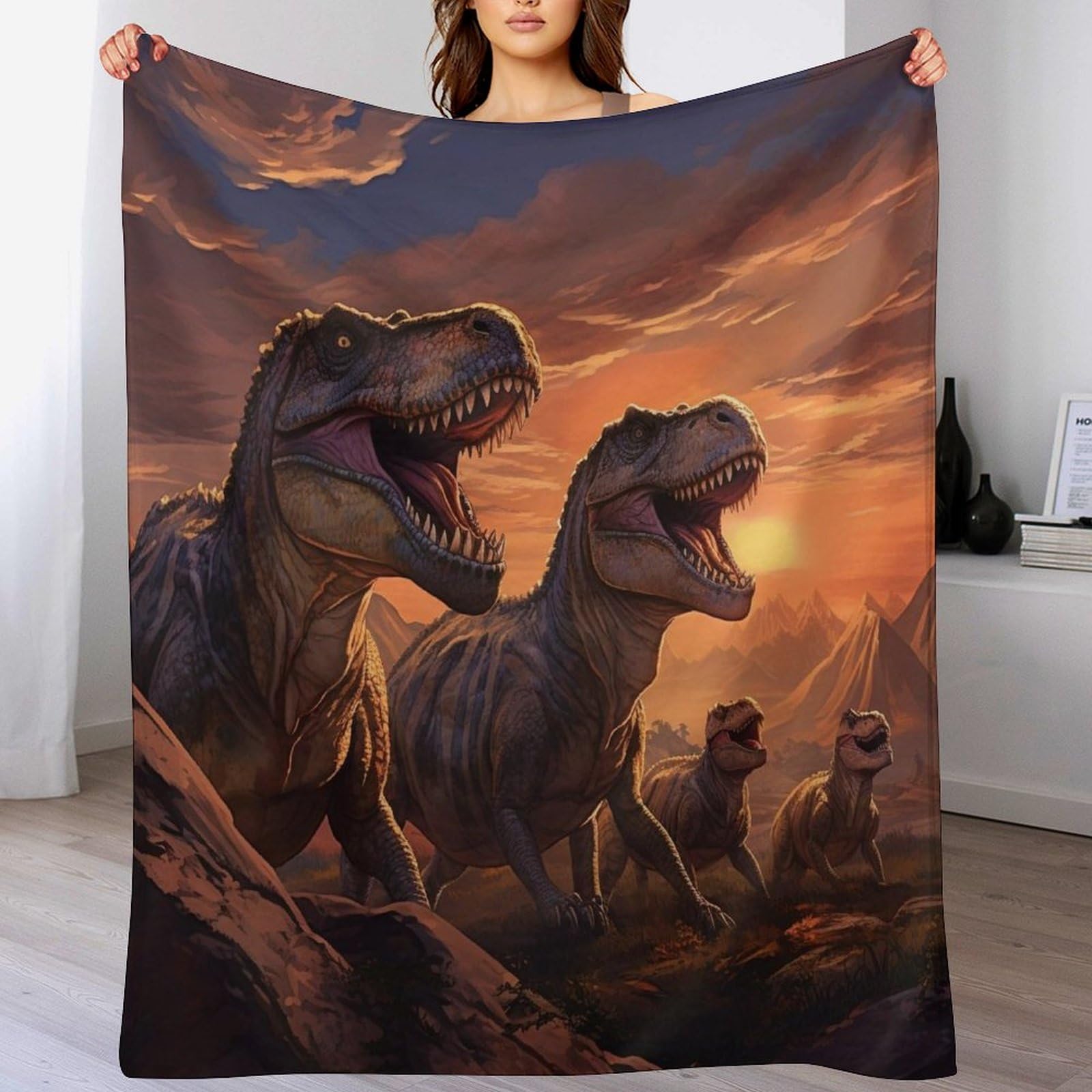 Couverture polaire dinosaure chaude pour ne plus avoir froid au lit ou au salon