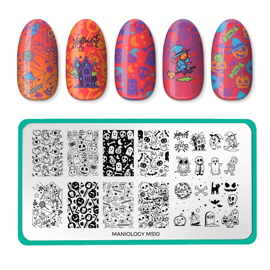 Maniology Trick Or Treat Nail Stamping Starter Kit, Spooky, Cute and Classic Halloween-Themed Manicure Designs