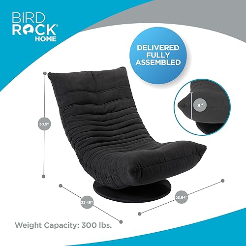 Miniatura 19 de BirdRock Home - Silla giratoria para suelo, asiento de espuma viscoelástica, ajustable, 360 grados, respaldo cómodo, cojín para mecedora y
