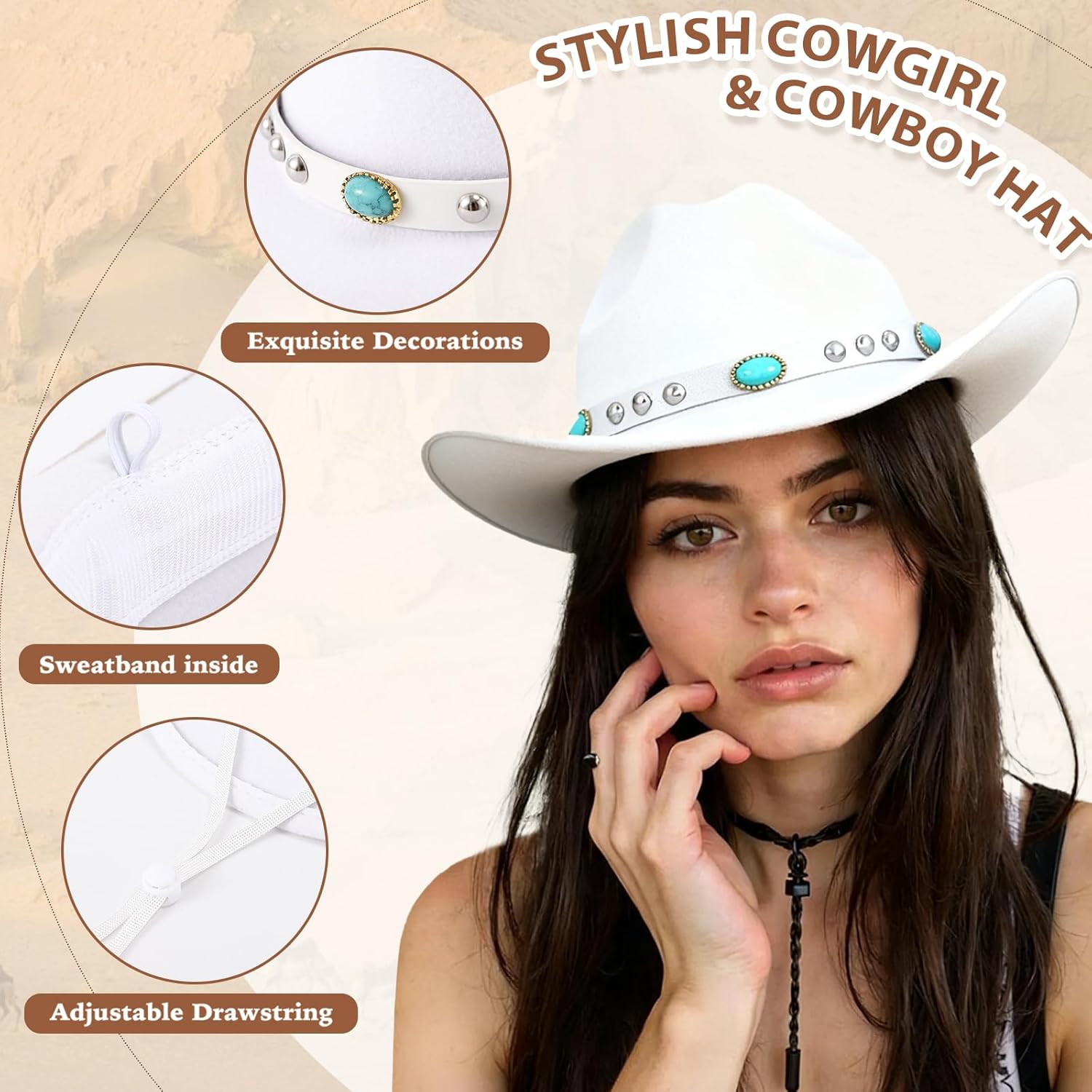 Western Outfits for Women Cowgirl Outfits Cowgirl Vest Boho Cowboy Hat Fringe Vest for Halloween Cosplay - Image 3