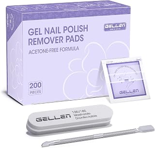 Gellen 200 Pack Nail Polish Remover Pads, 100% Non-Acetone, Travel Individually Wrapped Remover Pads for Regular Nail Polishes & Gel Polish, Lavender Oil No Drying Out for Home Salon