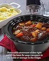 Vista 4 de Olla de cocción lenta eléctrica ovalada de 2 cuartos de galón, temperatura ajustable, entradas, salsas, guisos y salsas, tapa de vidrio apta