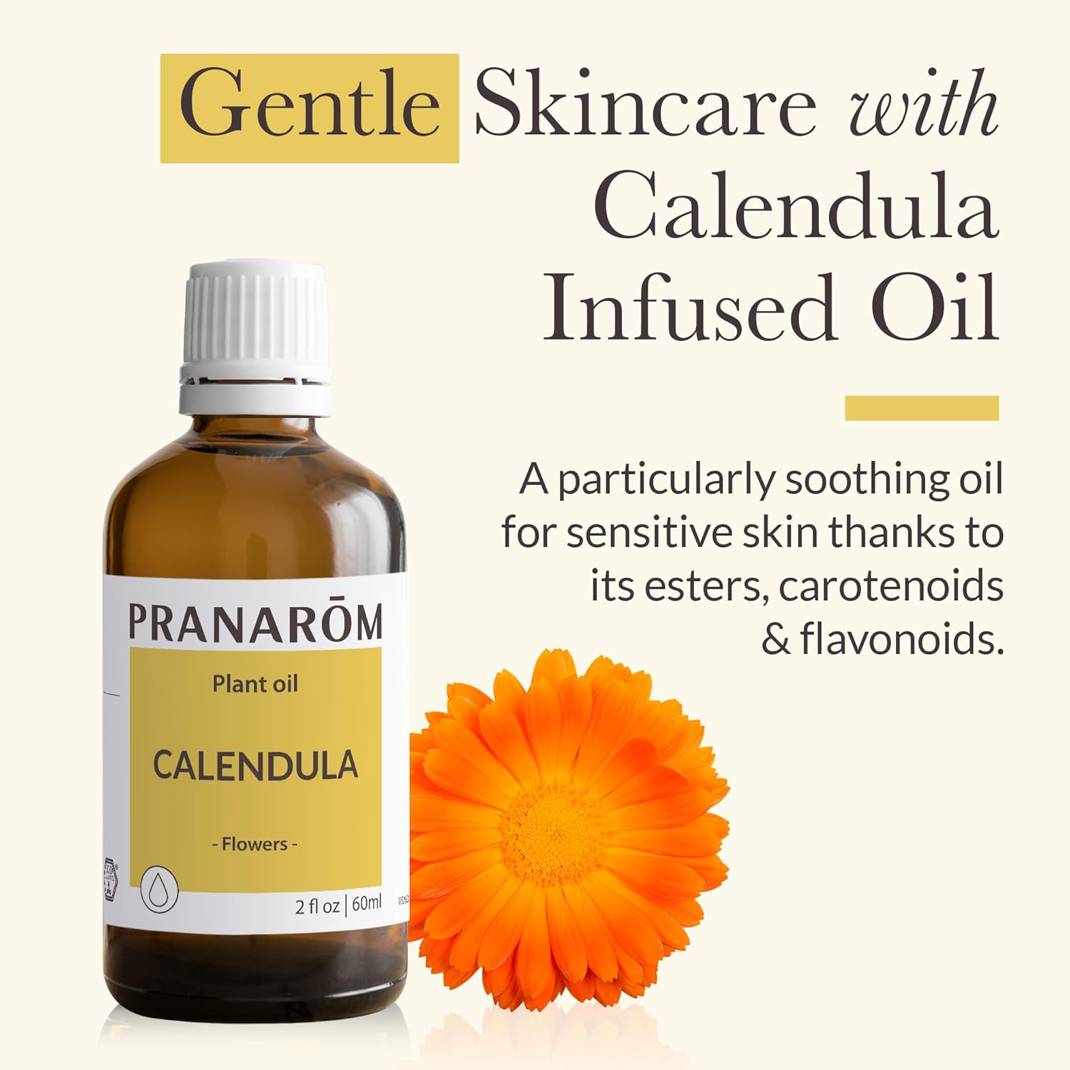 Pranarom - 4 Pack - USDA Certified Organic French Calendula Virgin Plant Oil - 2 fl oz Glass Bottle - Gentle Soothing Oil for Sensitive Skin, Moisturizer